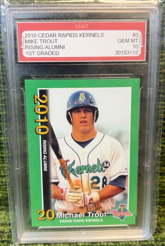 2010 Cedar Rapids Kernels Rising Alumni Mike Trout Minor League #3 Graded10 GEM MT