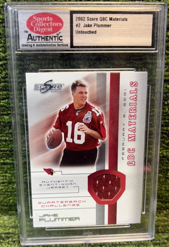 Jake Plummer 2002 Score QBC Materials Jersey Card Untouched #2 SCD Authentic