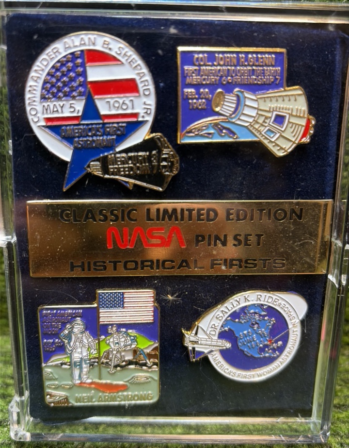 Classic Limited Edition NASA Pin Set- Historical 4 Pins with Holder.