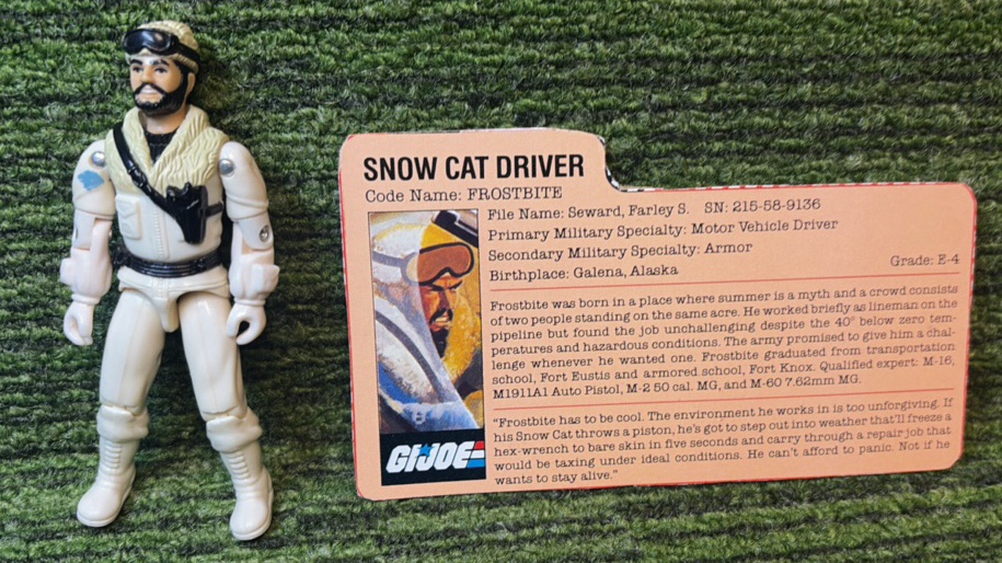 1985 G.I. JOE Snow Cat Driver- Code Name Frostbite-  Action Figurine