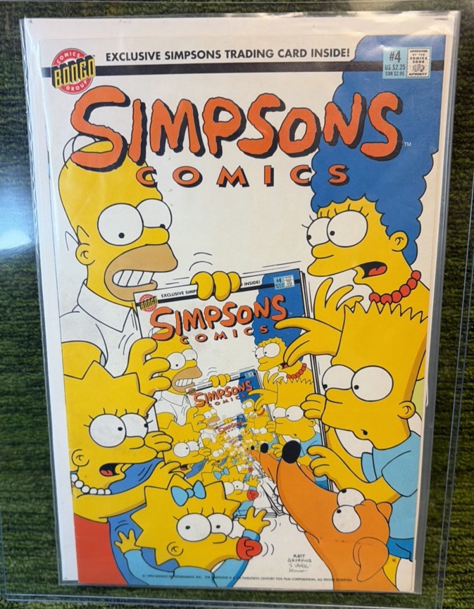 1994 Bongo SIMPSONS Comic #4 NEWSSTAND Variant EDITION Rare Cover Variation wo cards Comic