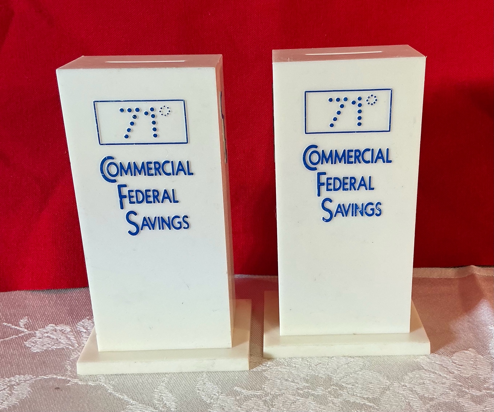 Pair Vintage Plastic Commercial Federal Savings Banks Advertising