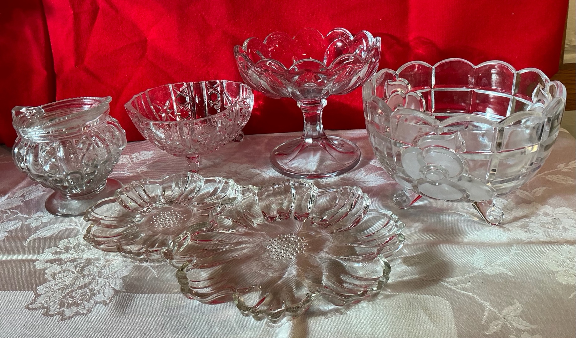 Group of 5 vintage EAPG glass candy containers