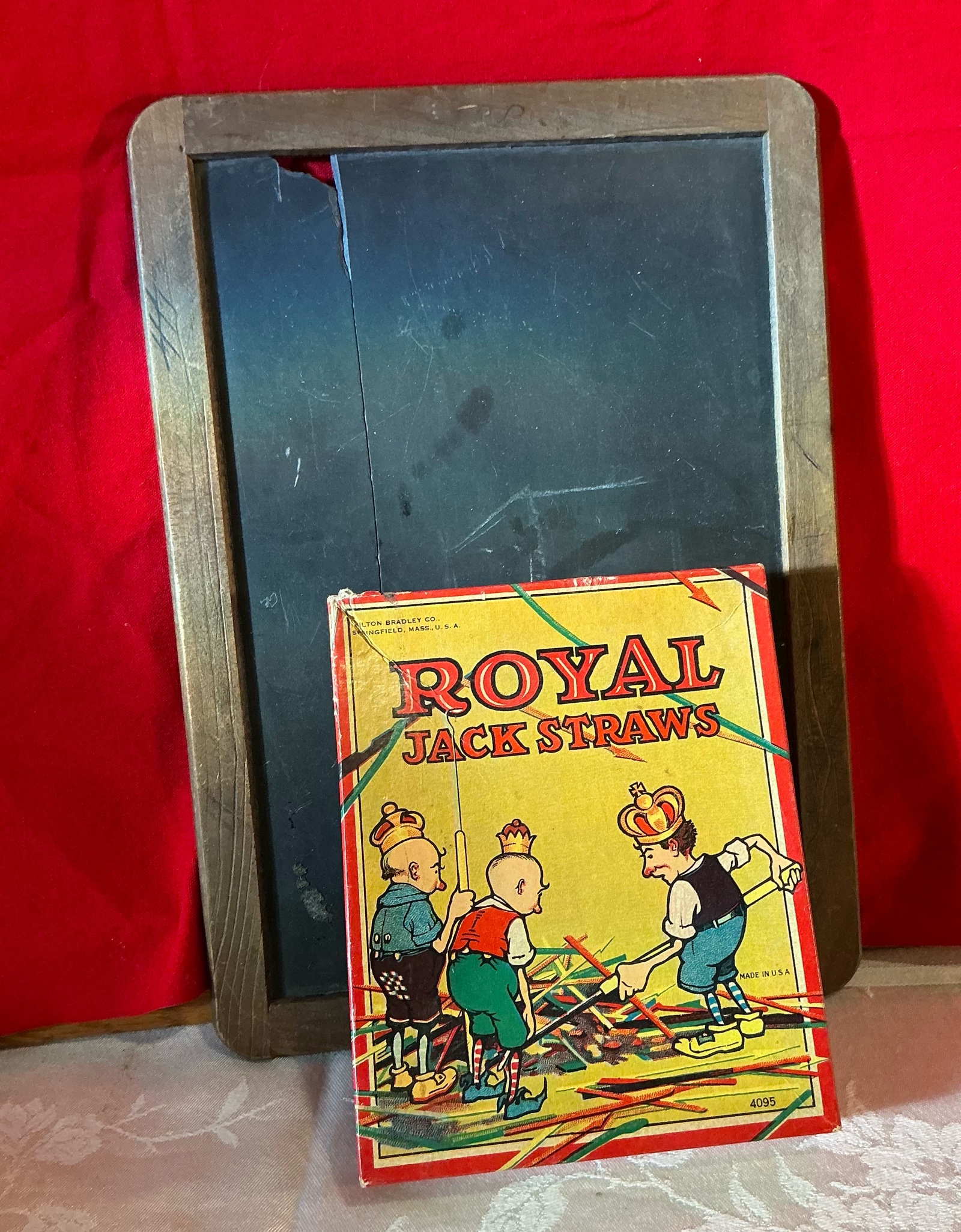 Childrens toy, chalkboard and royal jack straws
