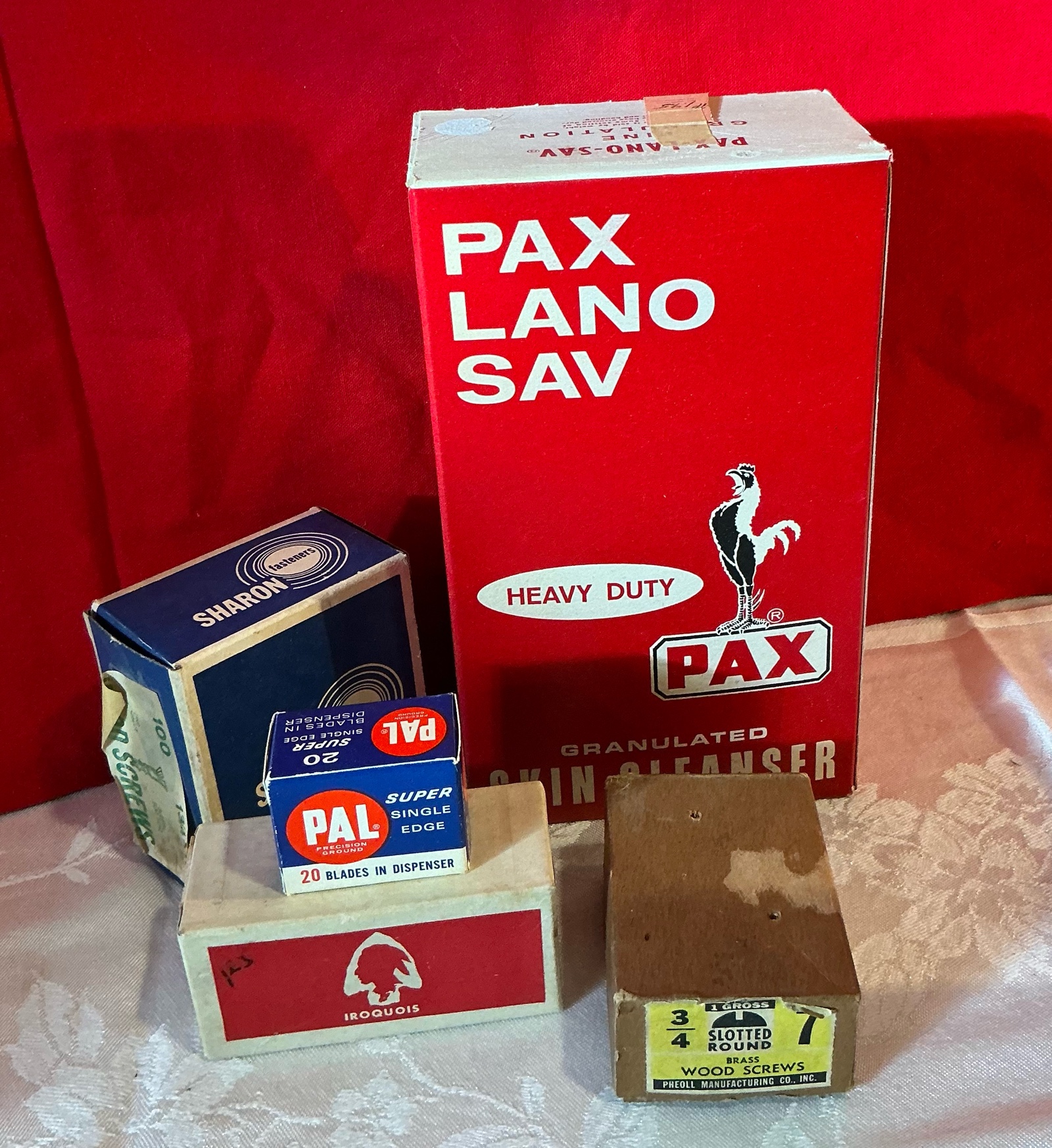 Group vintage boxed advertising cleaner screws and misc items