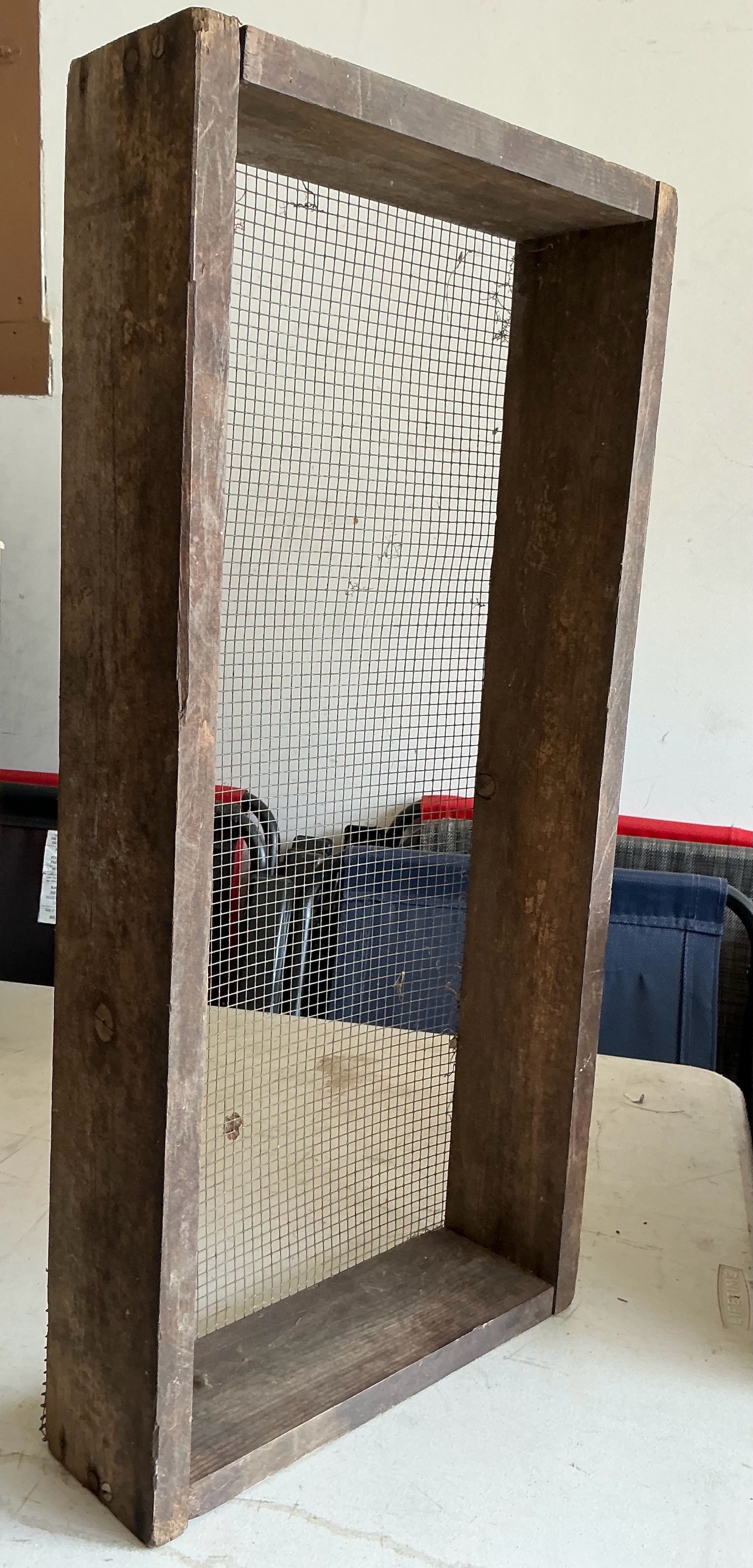 Vintage primitive wood screened sieve