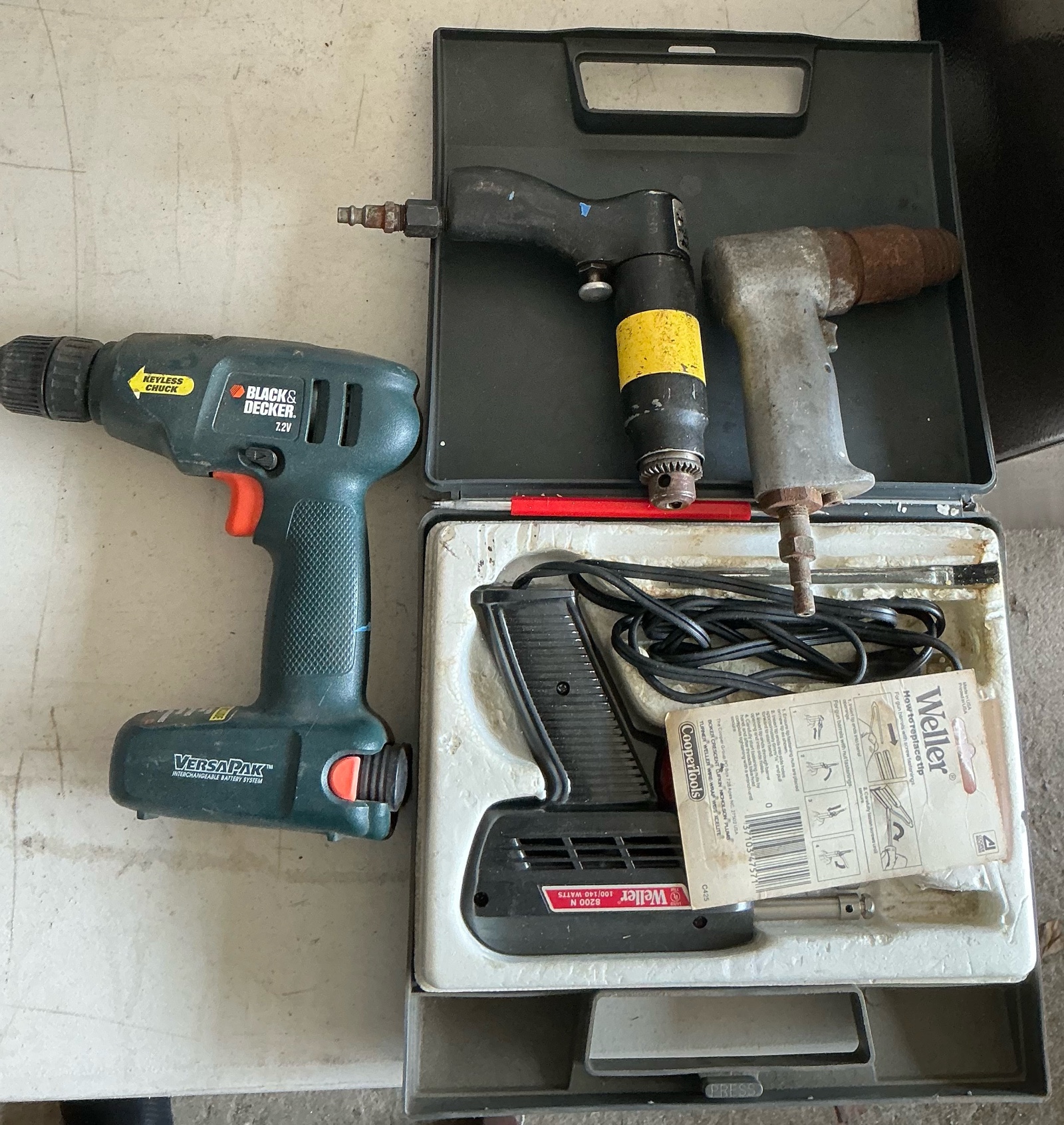 Misc power tools, impact drills, black & decker, Weller soldering gun