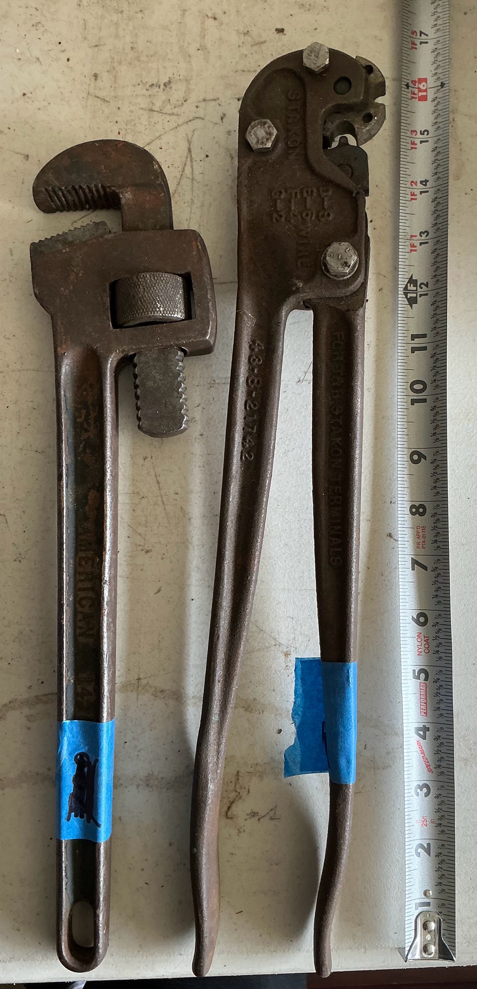 Vintage American #14 wrench & Stakon wire cutter
