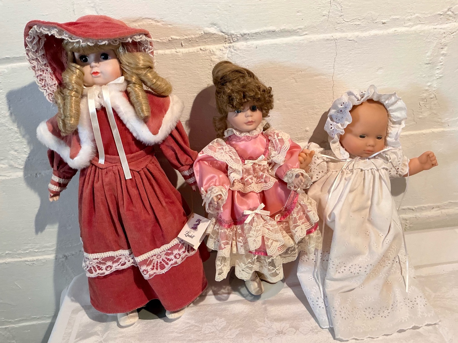 Group 3 Porcelain and Hard plastic Fashion Dolls
