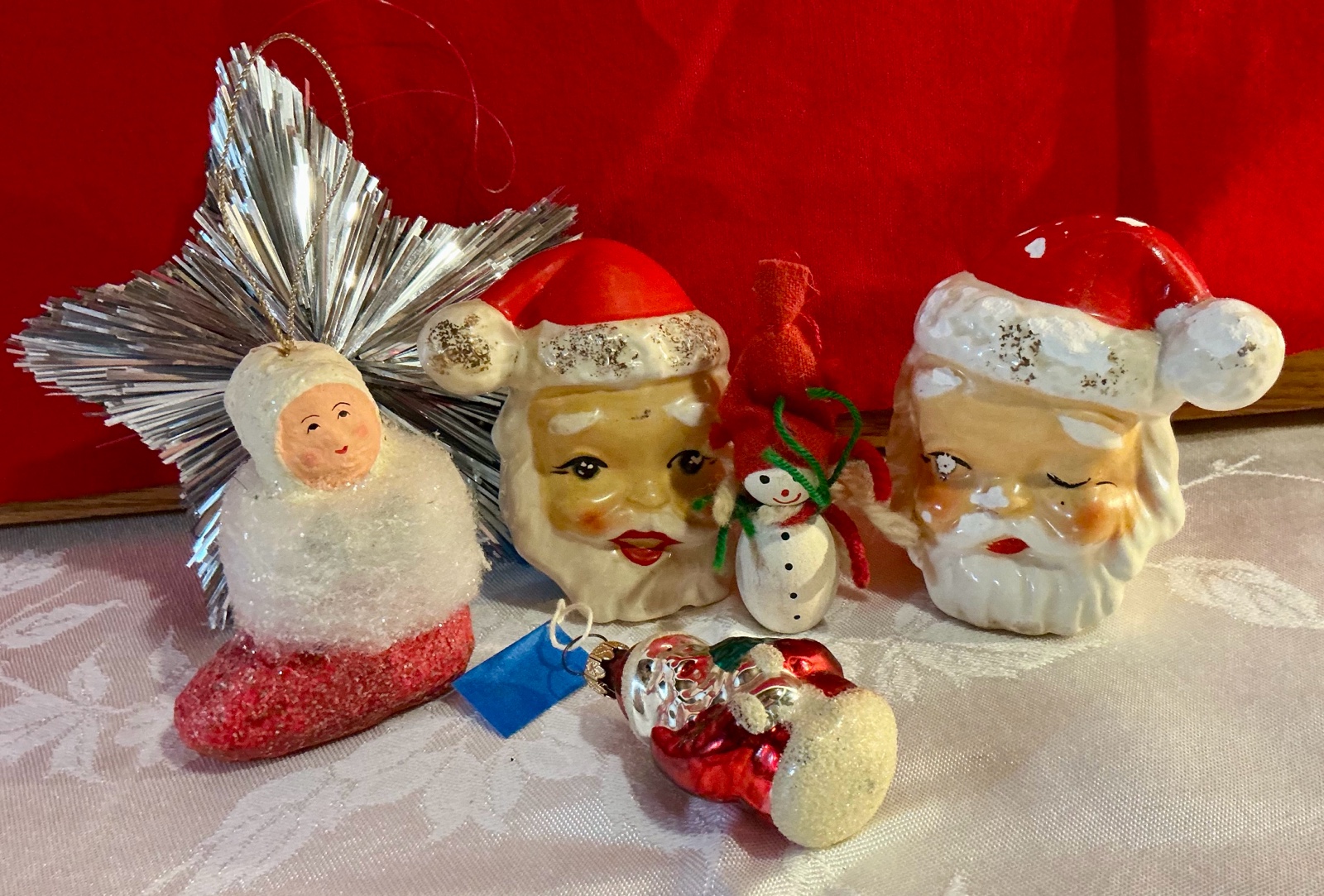 Vintage and newer Christmas, salt & pepper, glass ornament