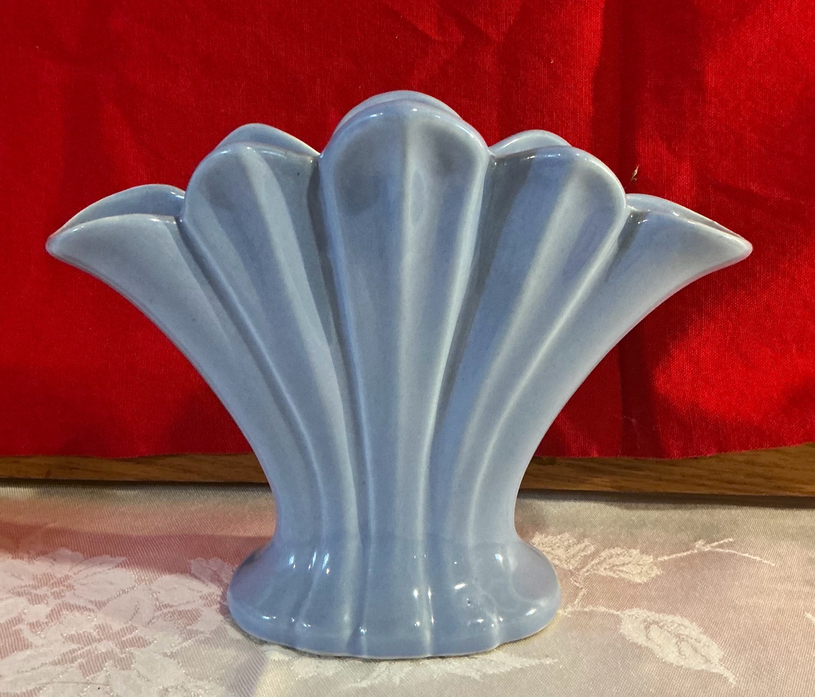 Vintage blue fan vase possibly Mccoy