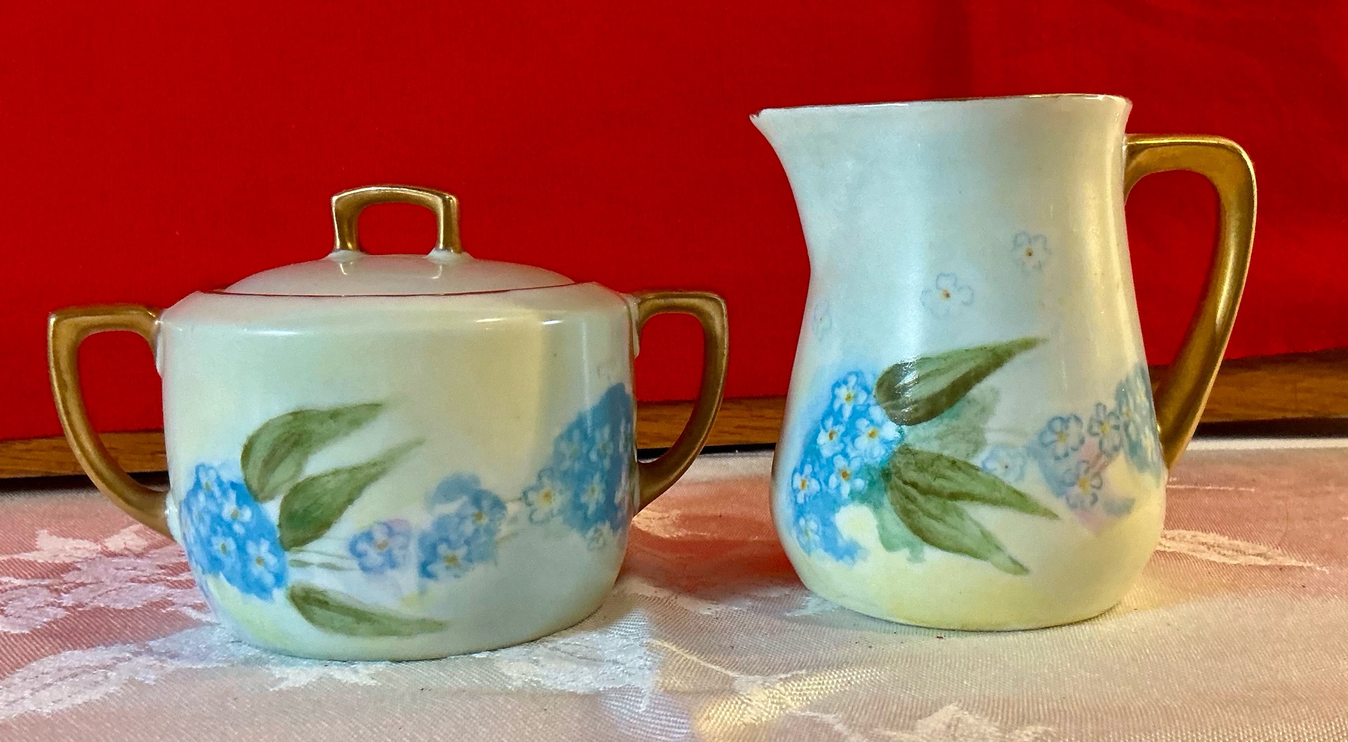 Vintage hand painted German Austria marked cream and sugar set