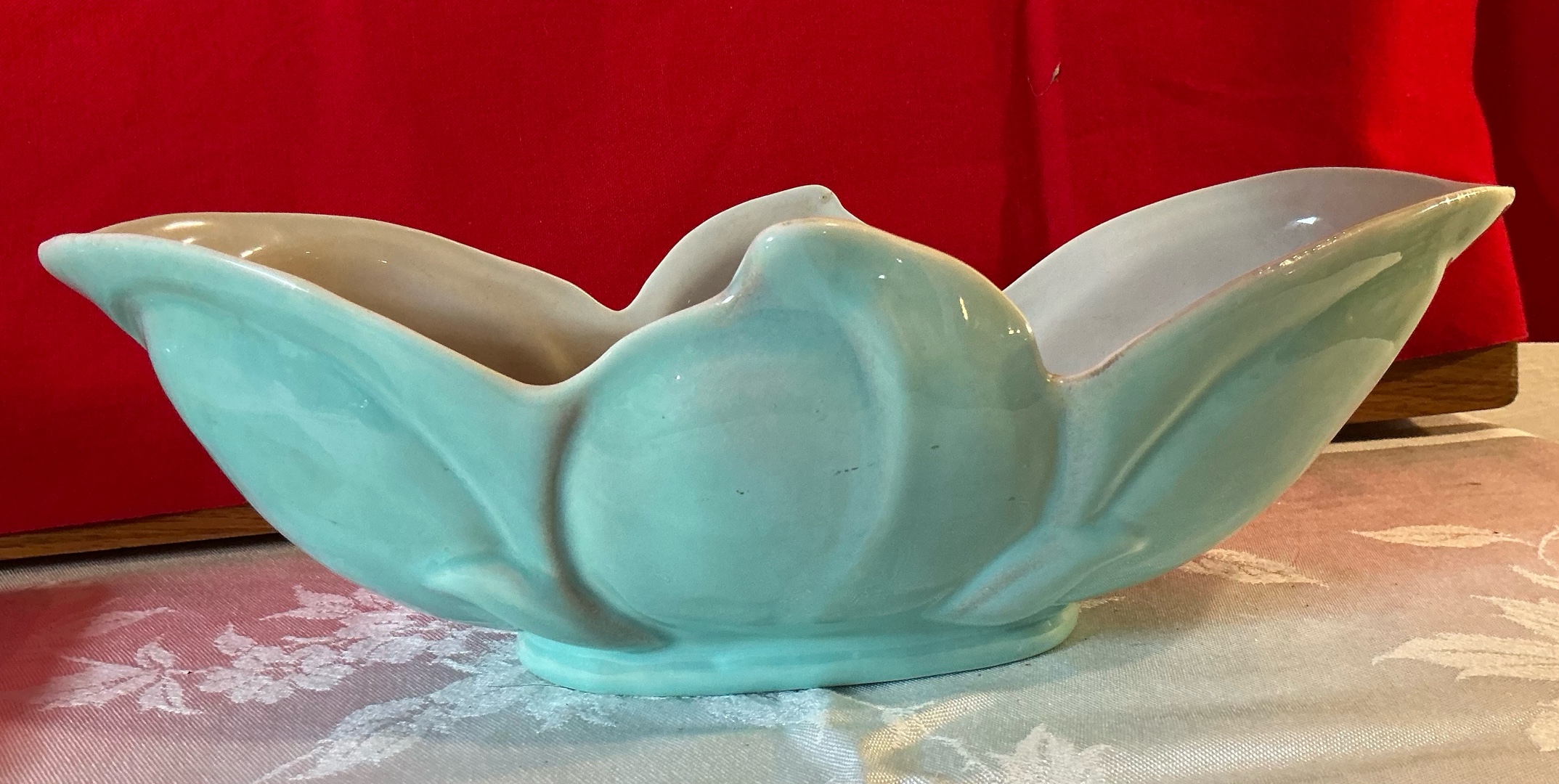 Vintage pottery lotus flower vase planter