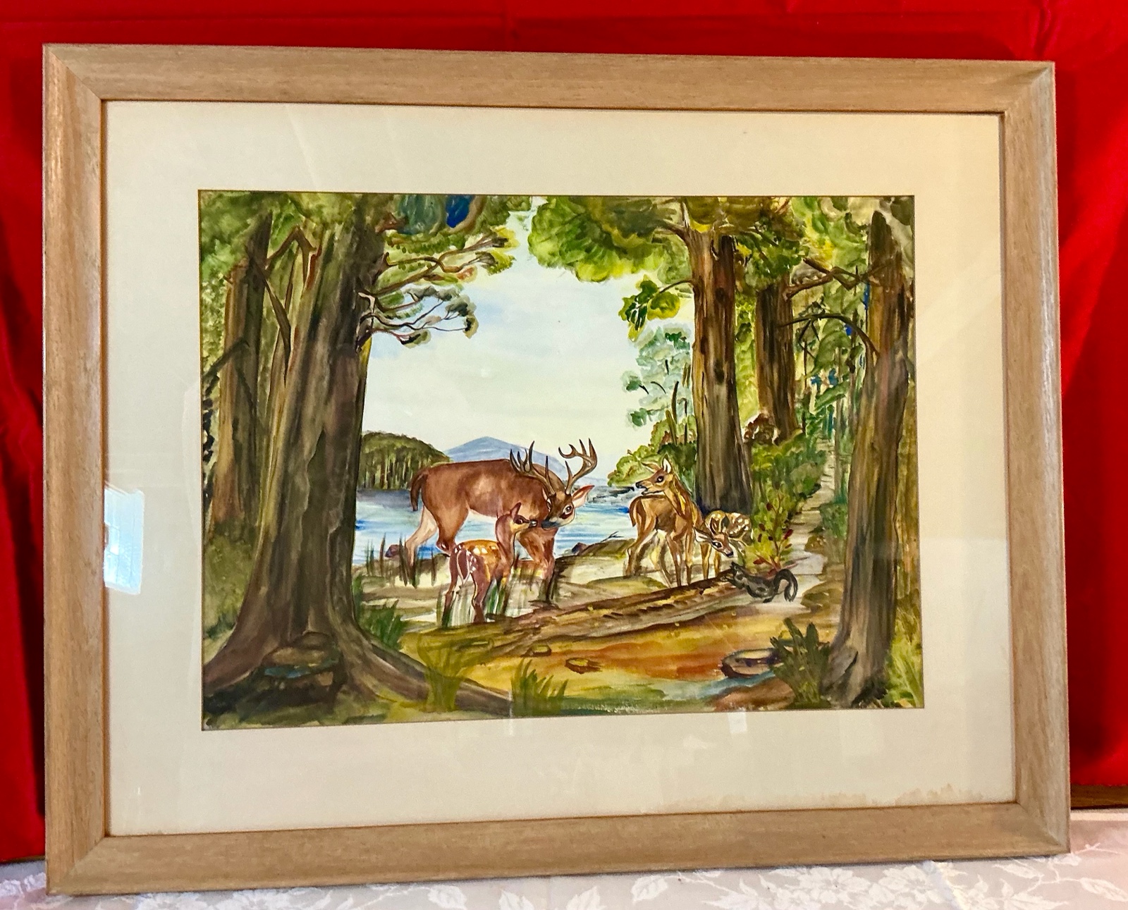 Collectable watercolor deer and fawns