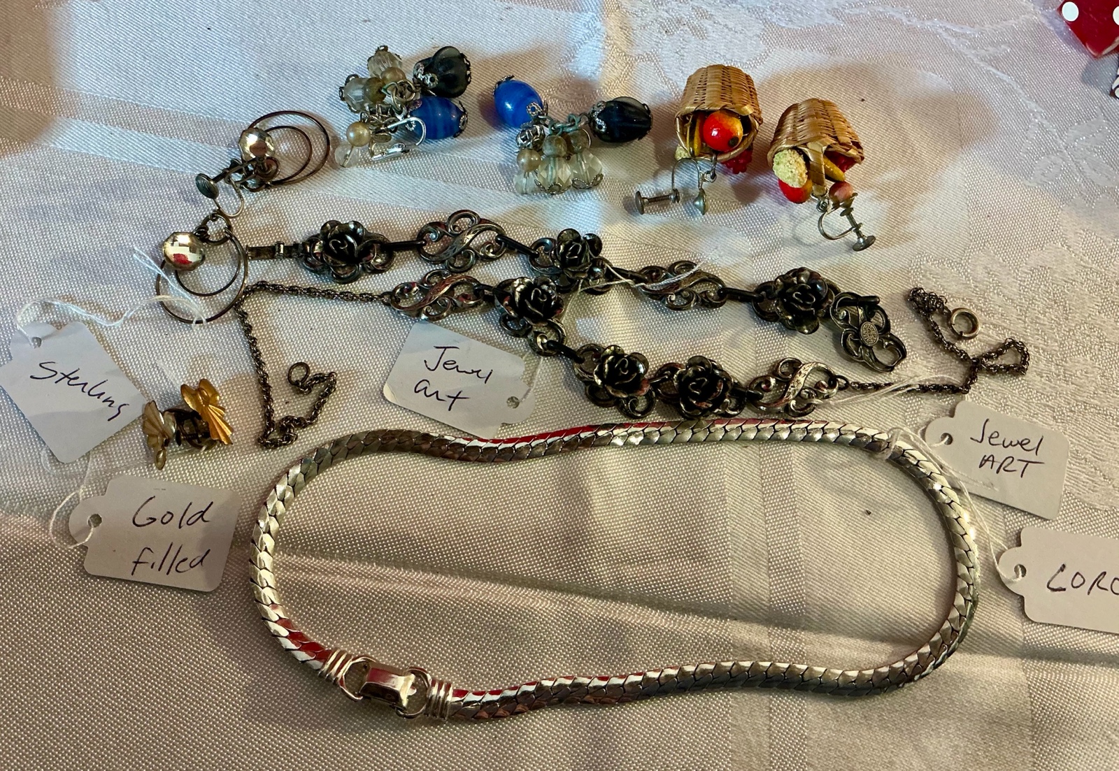 Group of vintage sterling and gold-filled jewelry coro jewel art bracelet and necklace