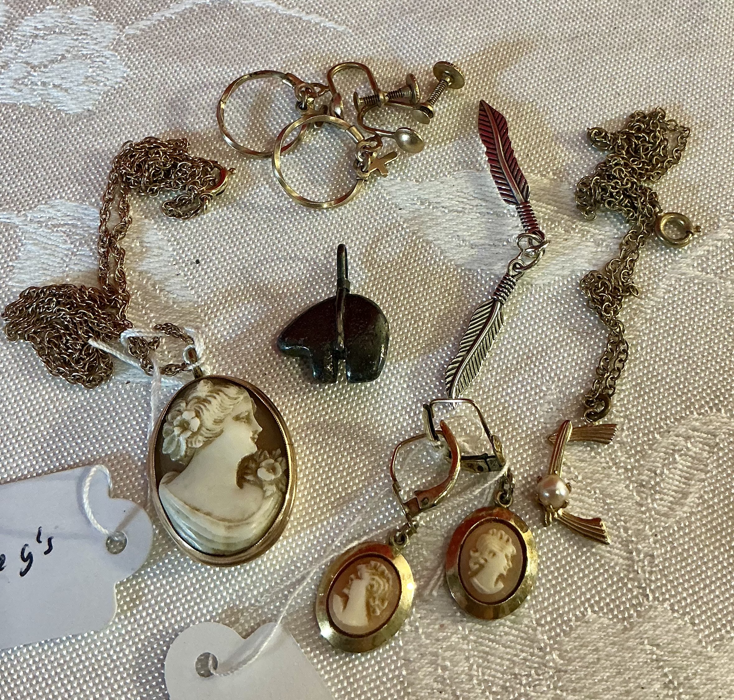 Vintage jewelry GR Cameo earrings GF Cameo necklace  more