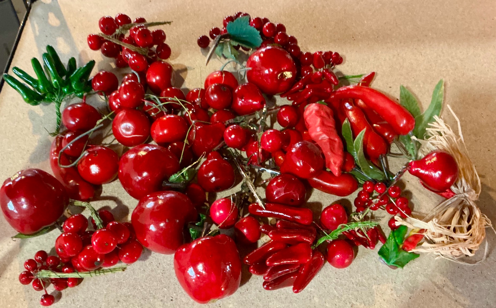 Group Vintage Craft Red Apples Cherries Fruit Picks