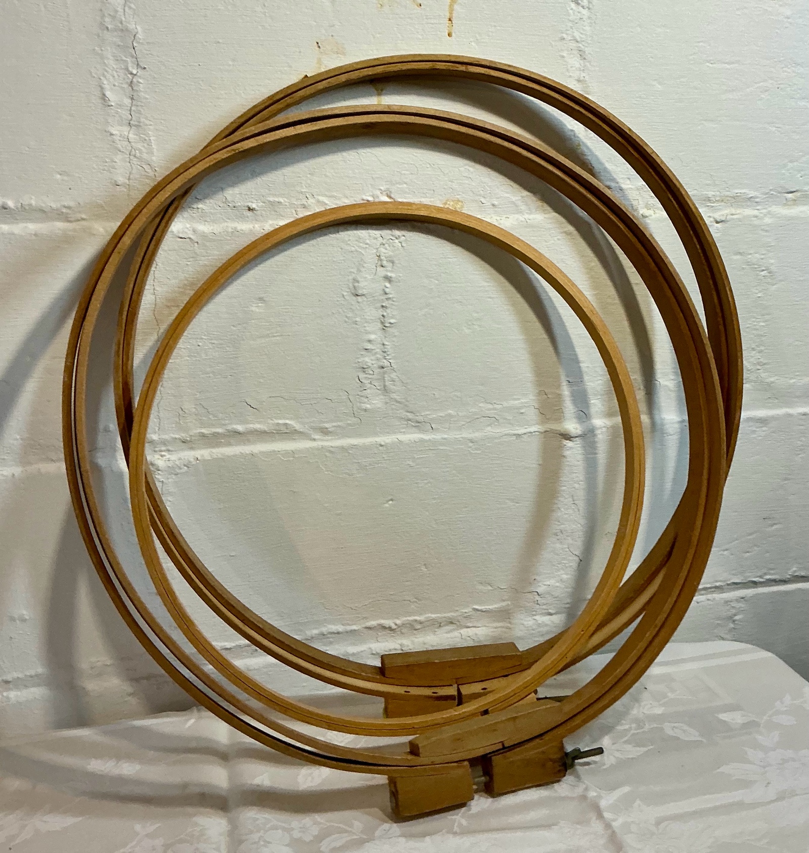 Vintage large wood embroidery hoops