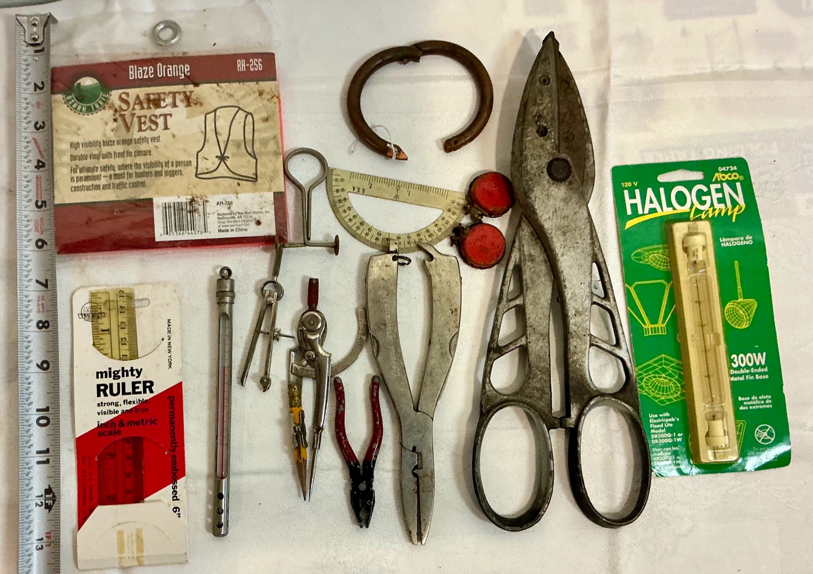 Vintage estate lot of tools, rulers and malco andy snips