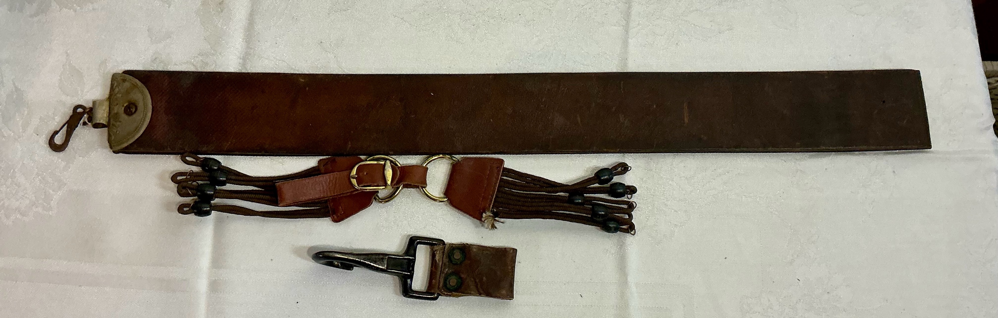 Vintage barber razor strop & hunting game carrier