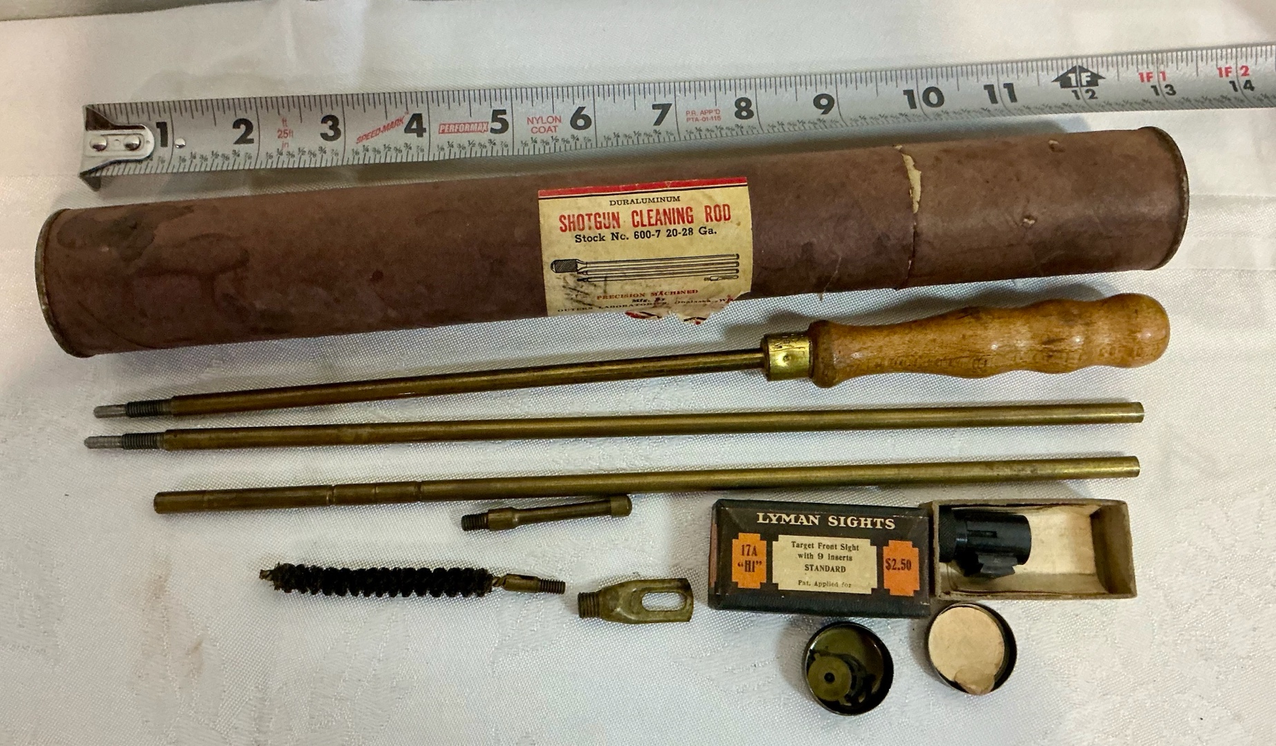Vintage gun cleaning kit & Lyman sights