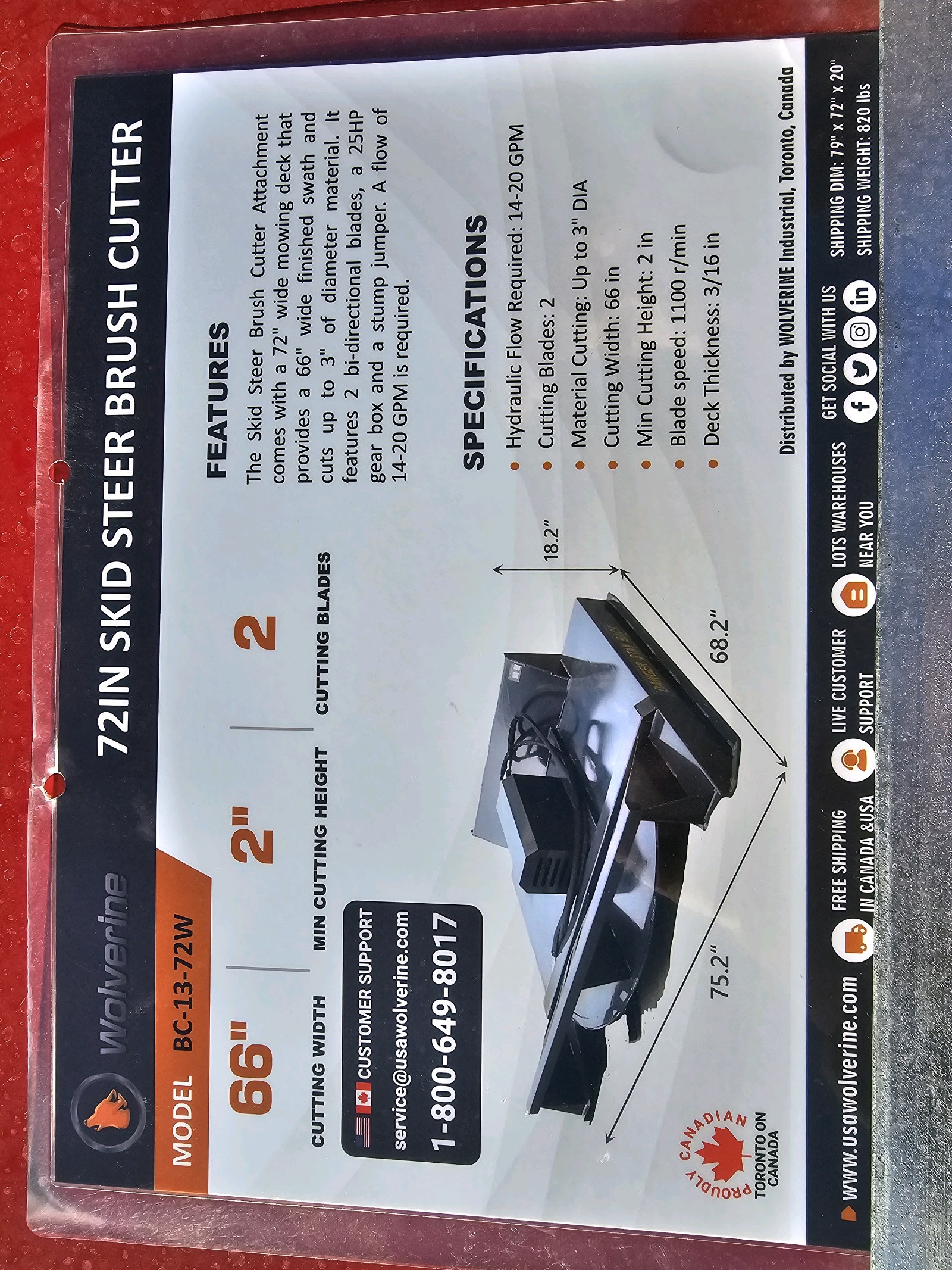 2026 Unused WOLVERINE Brush Cutter BC-13-72W