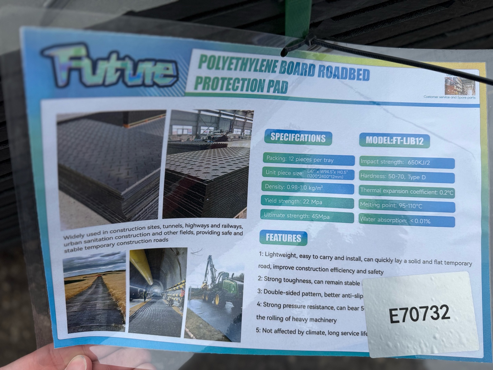 2026 Unused FUTURE Roadbed Protection Pad - Industrial and Construction Supplies FT-LJB12