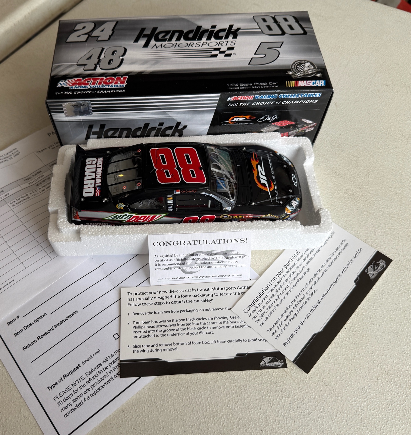 Dale Earnhardt Jr. Autographed Diecast Car w JR Motorsports COA by Earnhardt Foundation - New in Box