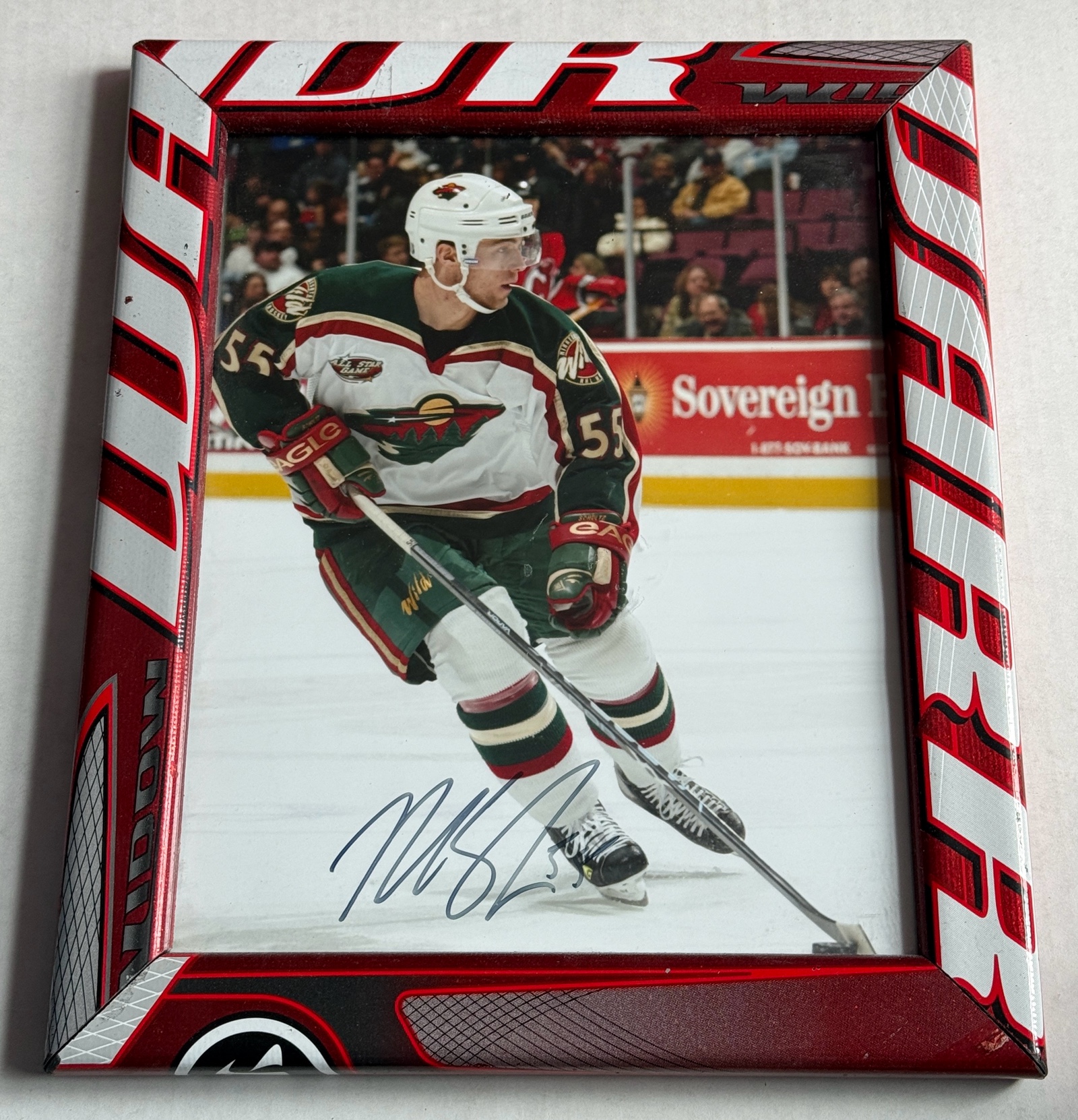 Nick Schultz Autographed Photo In Custom Game Used Stick Frame - Minnesota Wild Hockey