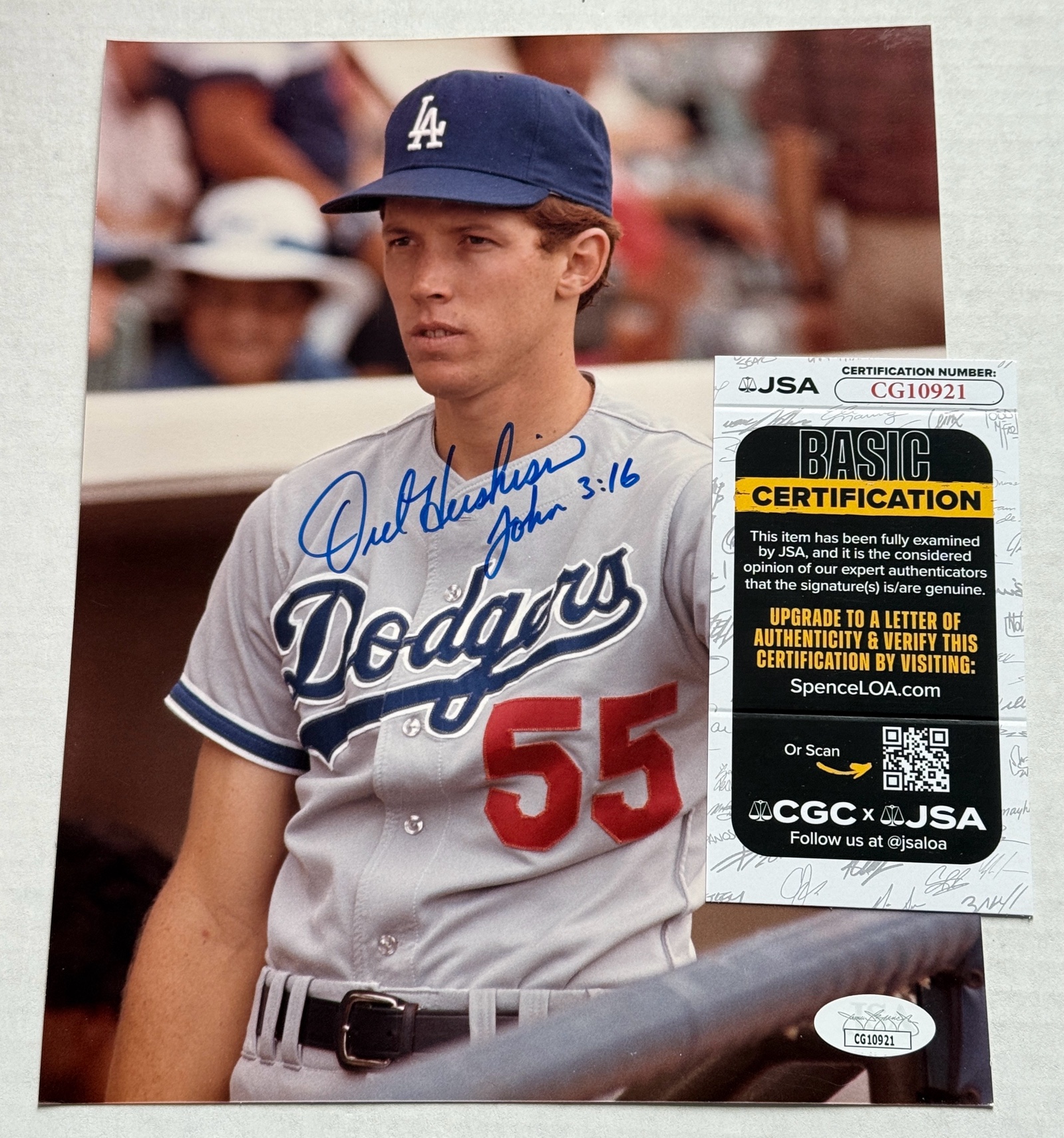 Orel Hershiser Autograph Woth JSA COA 8x10 Baseball Photo