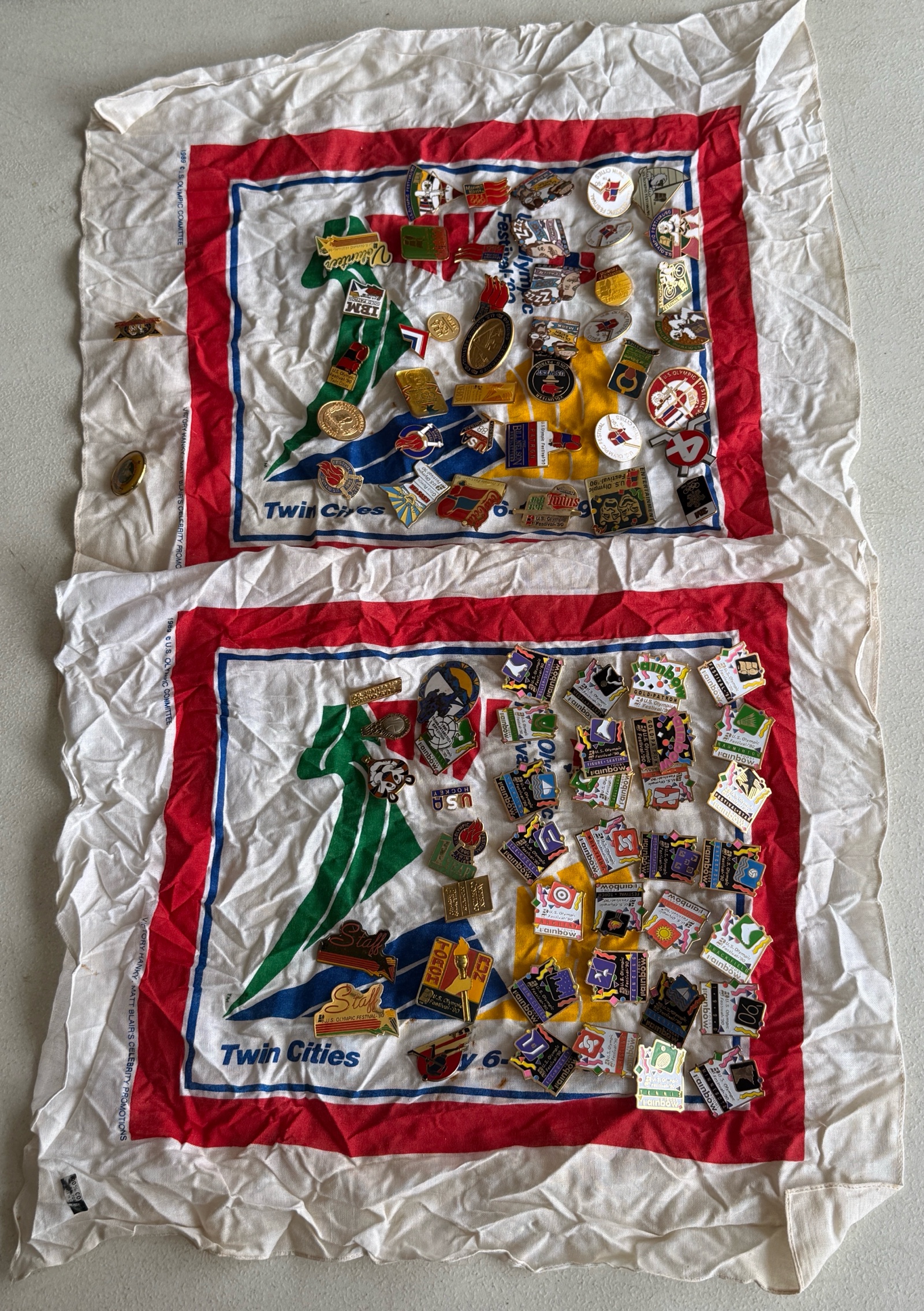 1990 Olympic Festival Pin Set w 80 Pins Including Rainbows and Staff Pins