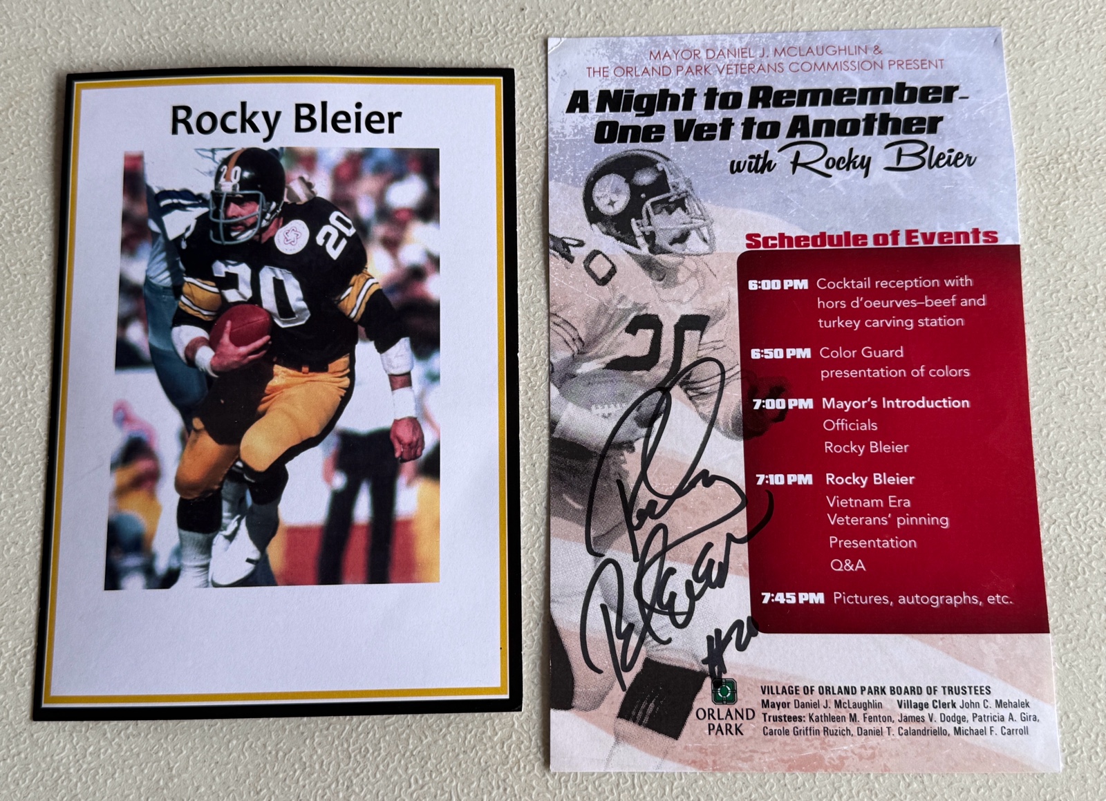 Rocky Bleir Autographed Card - Pittsburgh Steelers