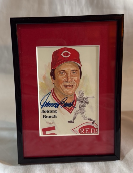 Johnny Bench Autographed Perez Steele Vintage Baseball Postcard