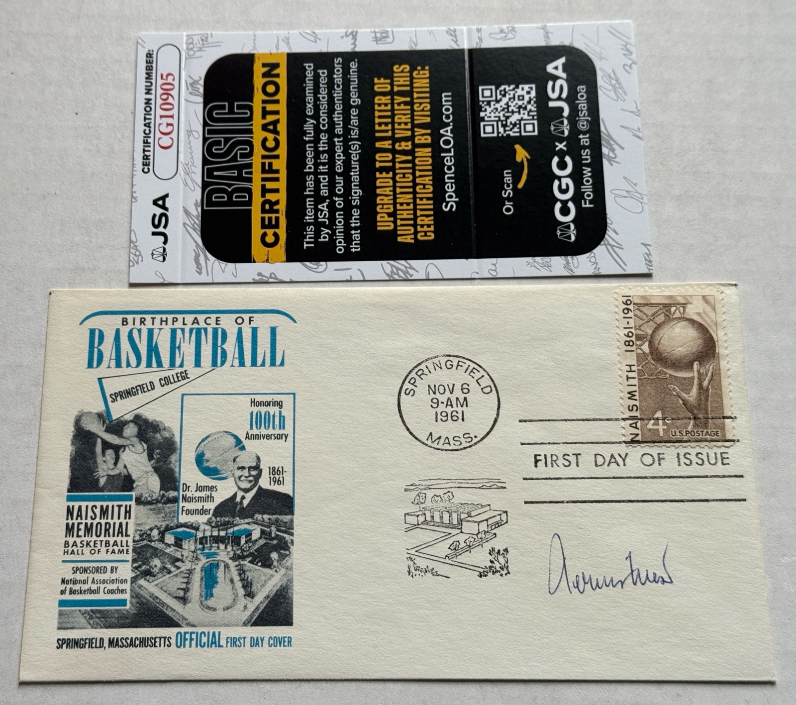 Jerry West Autograph With JSA COA 1961 Basketball Hall of Fame First Day of Issue Cover