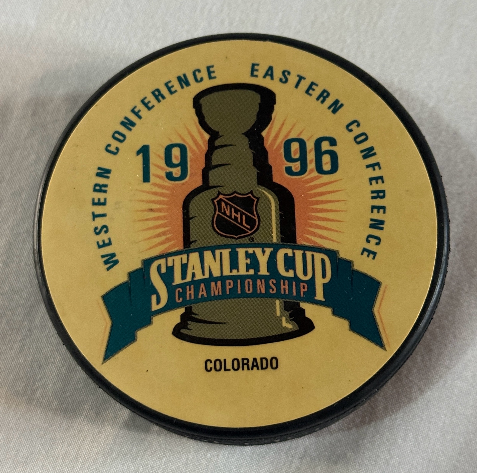 1996 Stanley Cup Championship Hockey Puck - Colorado Avalanche
