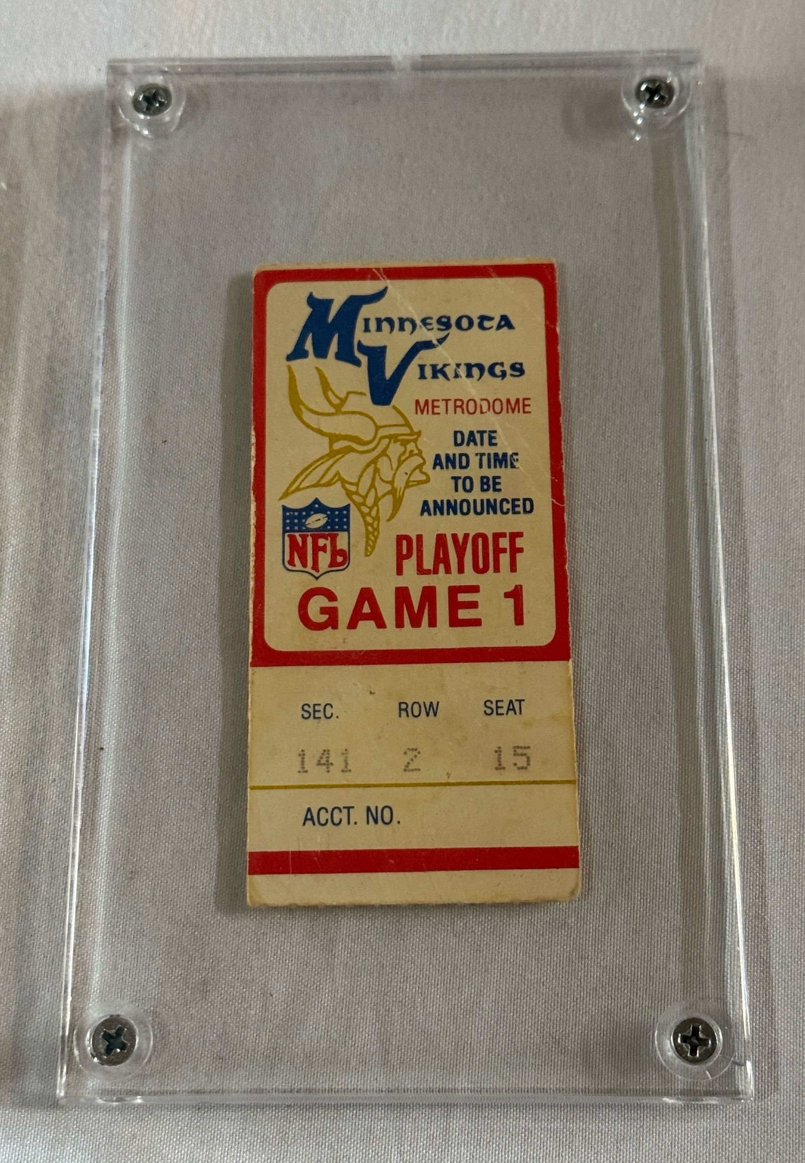 Minnesota Vikings Vintage Playoff Game 1 Ticket Stub