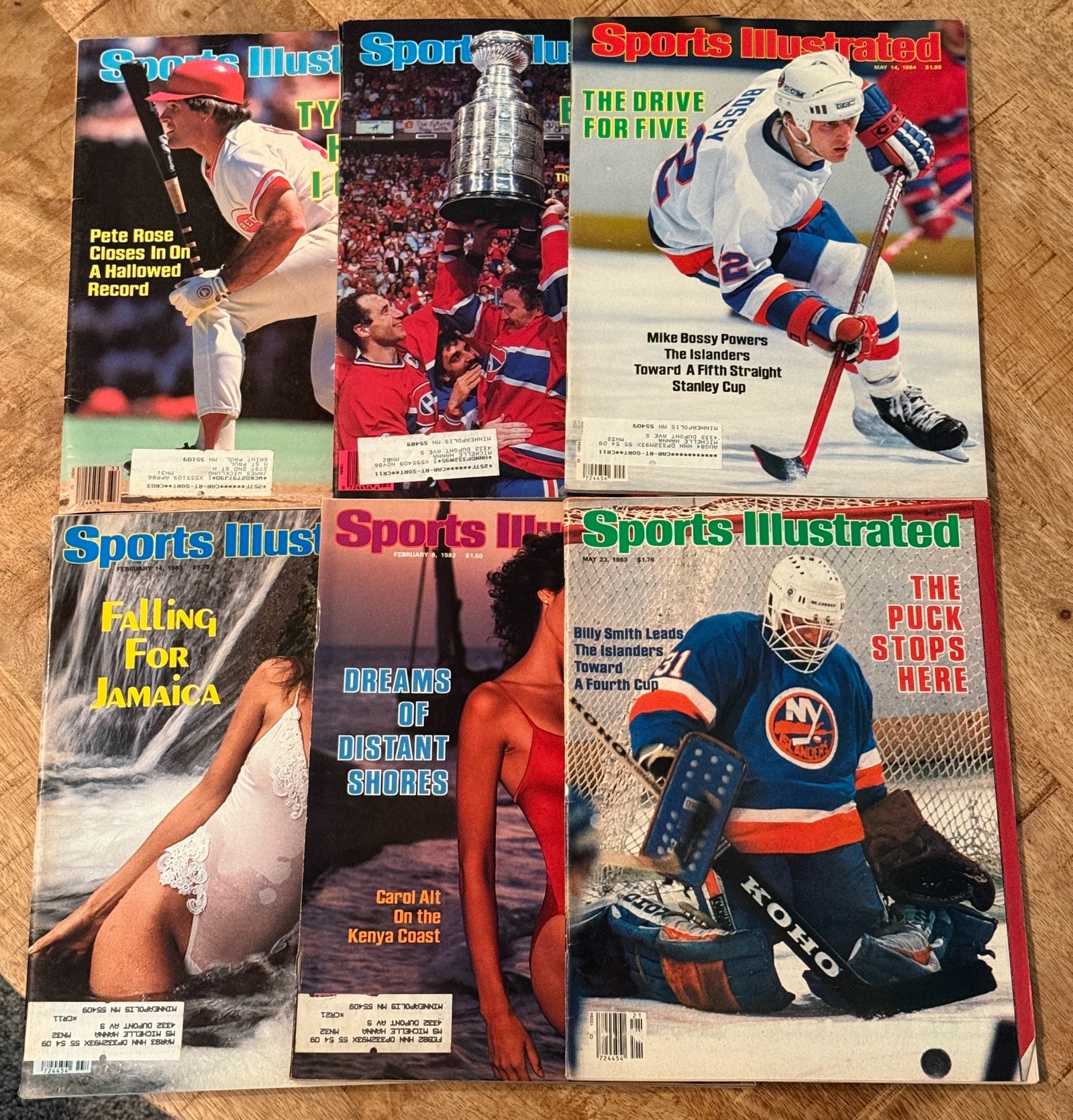 (6) 1980s Sports Illustrated - Swimsuit Edition, Hockey, Pete Rose