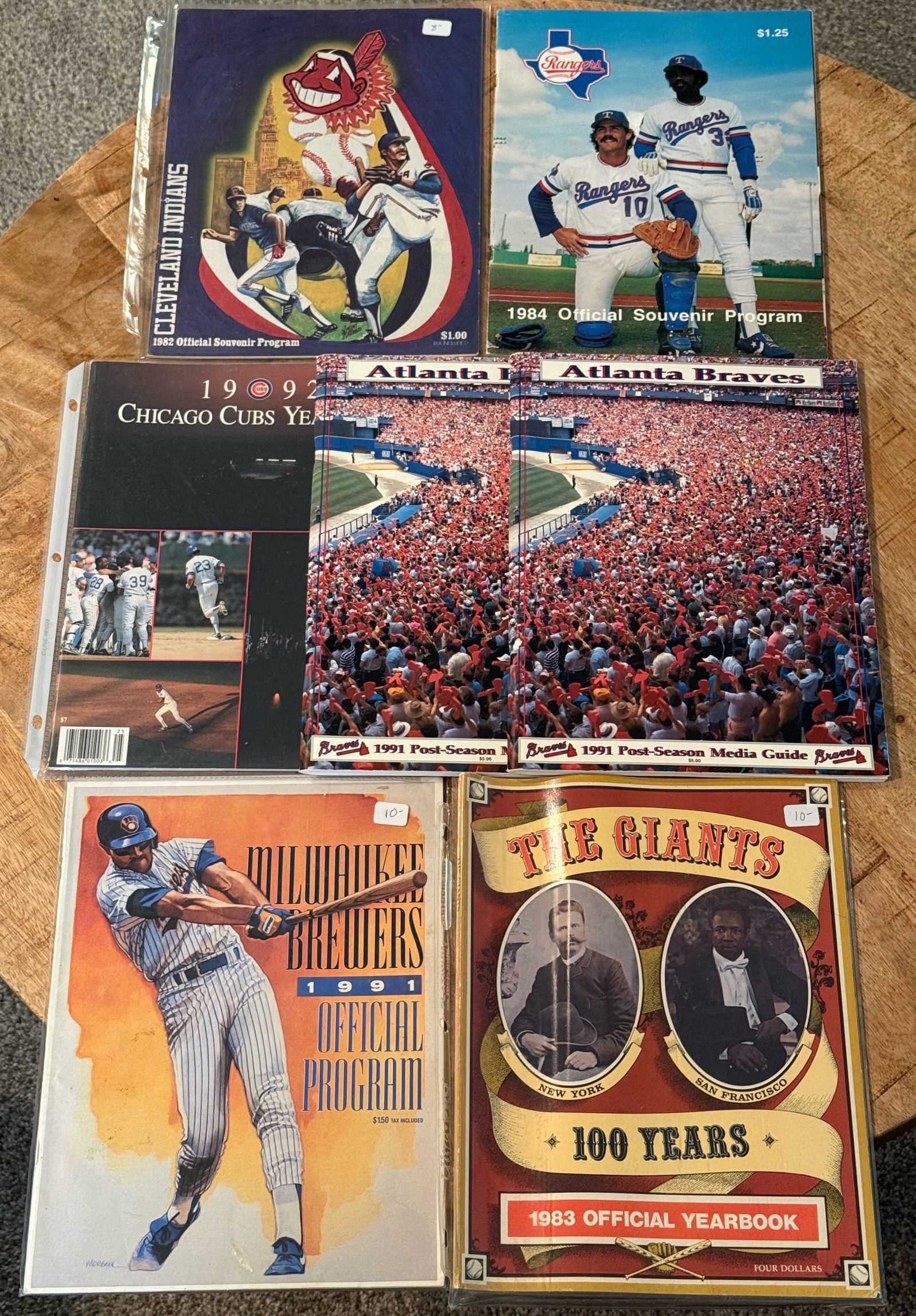 (7) Various Baseball Programs and Yearbooks - Cubs, Braves, Rangers, Indians, Brewers, Giants