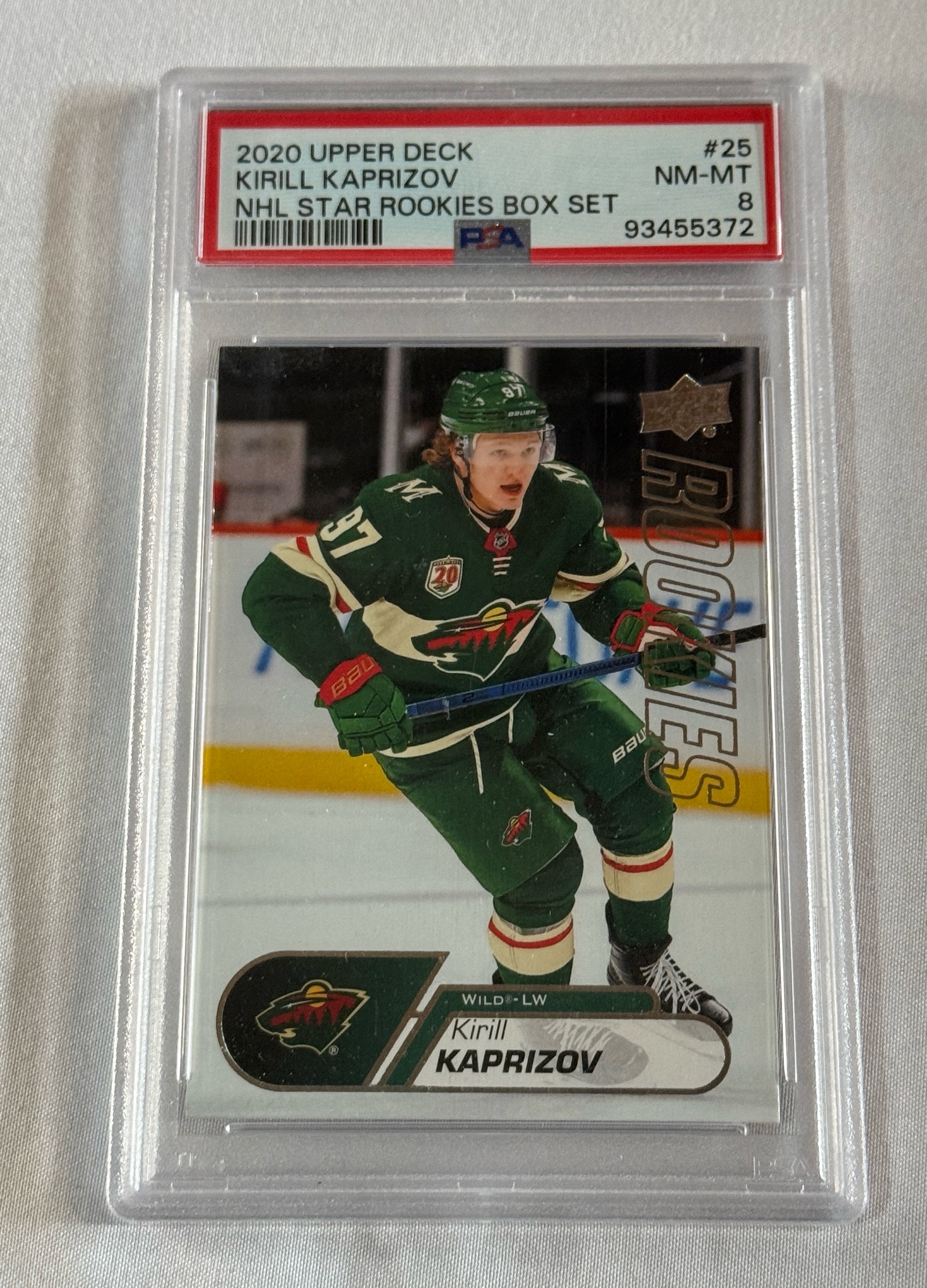 Kirill Kaprivoz PSA 8 NM-MT RC 2020 Upper Deck #25 Rookie Minnesota Wild Hockey Card