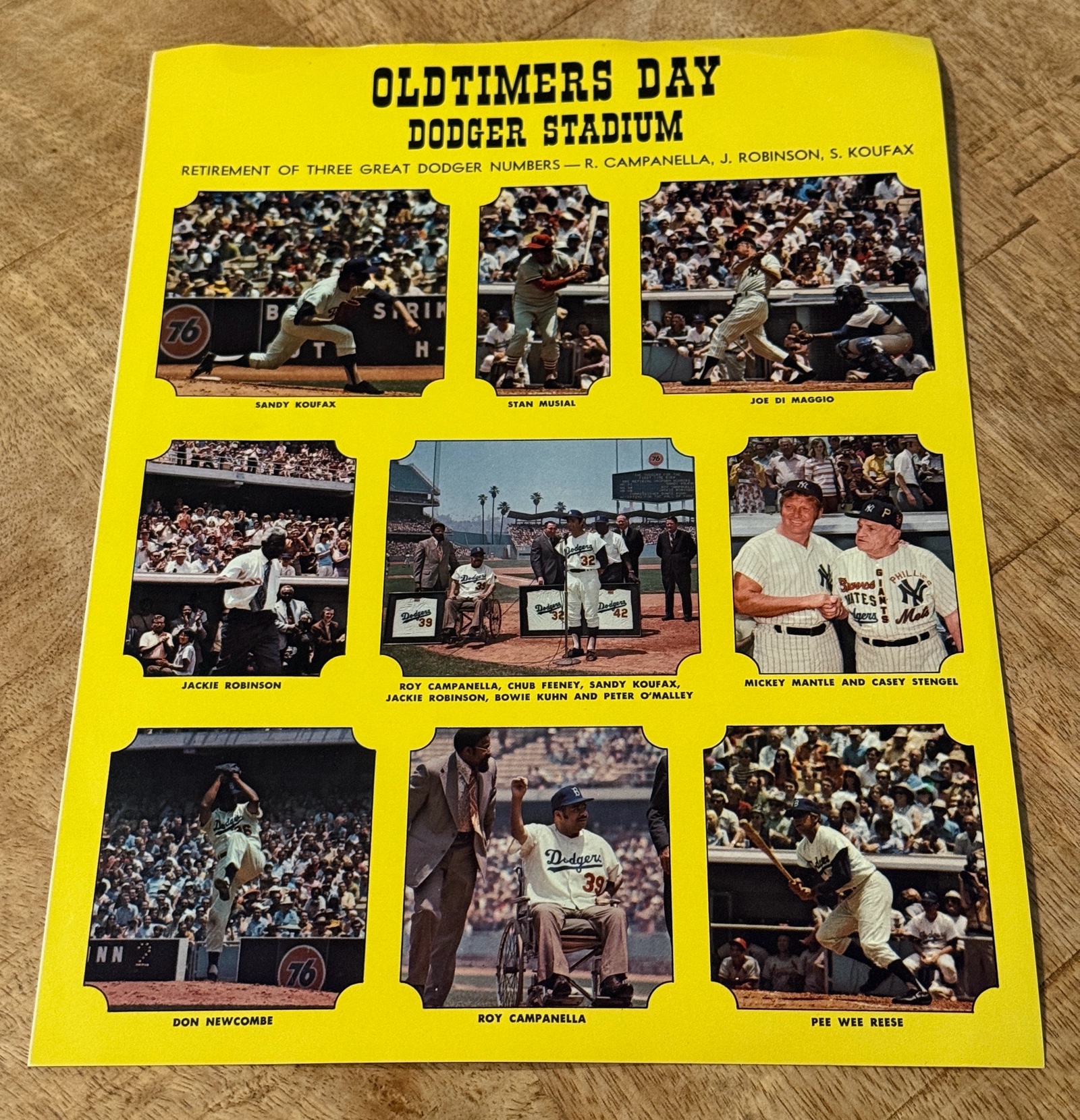 Oldtimers Day at Dodger Stadium Baseball Program Insert