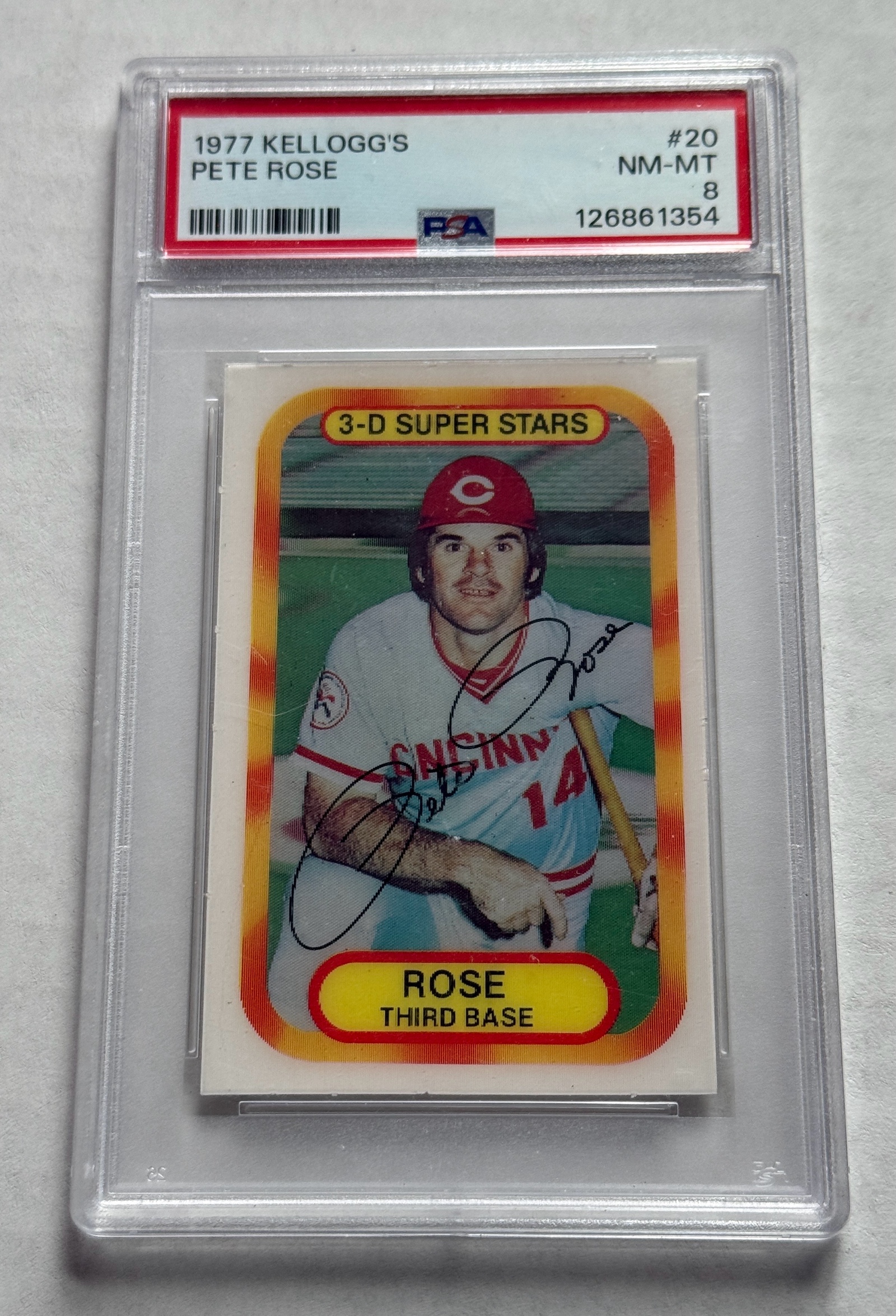 Pete Rose 1977 Kelloggs #20 PSA 8 NM-MT Baseball Card