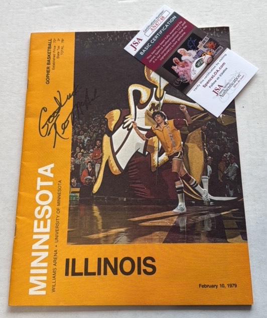 Kevin Mcahale Autographed 1979 University of Minnesota Game Program With JSA COA