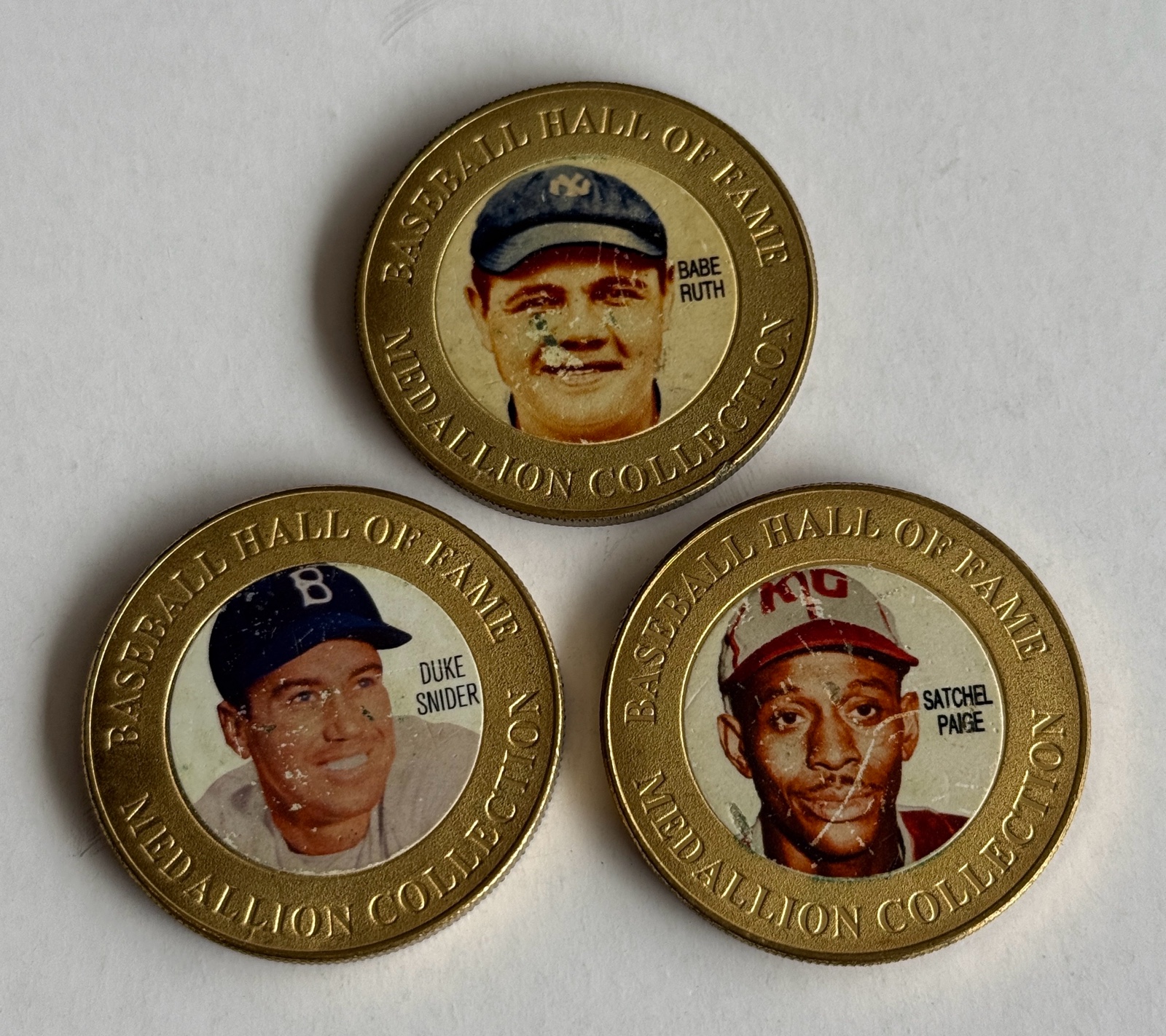 (3) Baseball Hall of Fame Medallion Collection Coins - Babe Ruth, Satchel Paige, Duke Snider