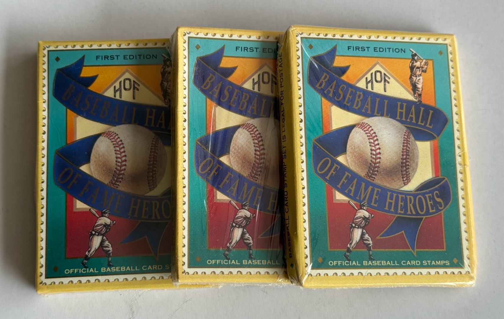 (3) Baseball Hall of Fame Heroes Official Baseball Card Stamp Sets