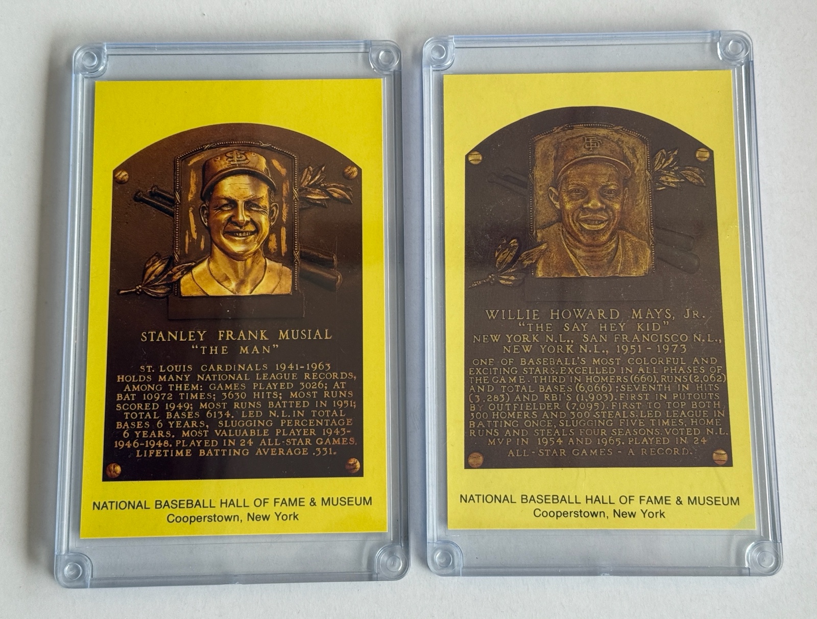 Willie Mays and Stan Musial National Baseball Hall of Fame Post Cards