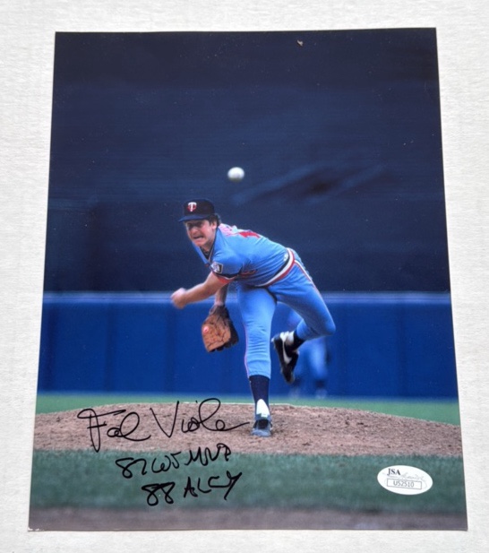 Frank Viola Autograph With JSA COA and 87 WS MVP and 88 ALCY Inscriptions Minnesota Twins Baseball