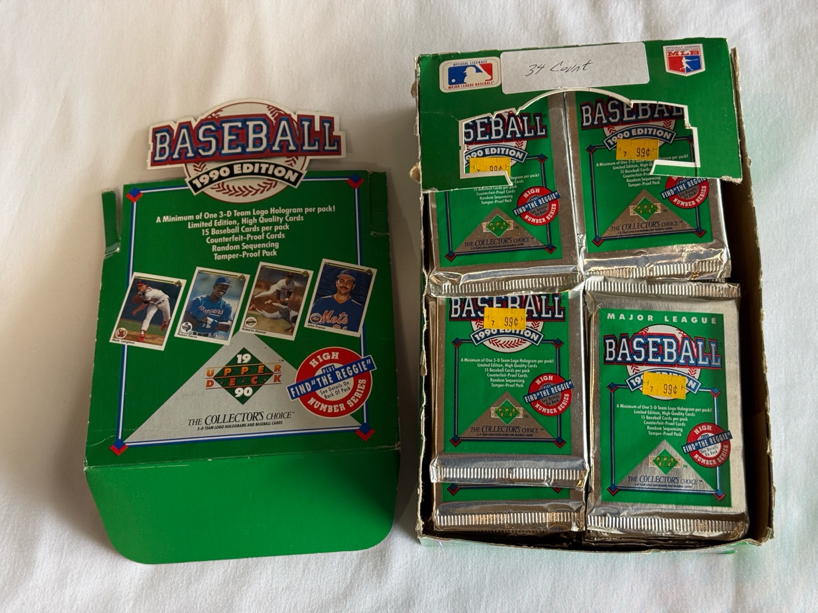 1990 Upper Deck Baseball 34 Count Pack Card Box