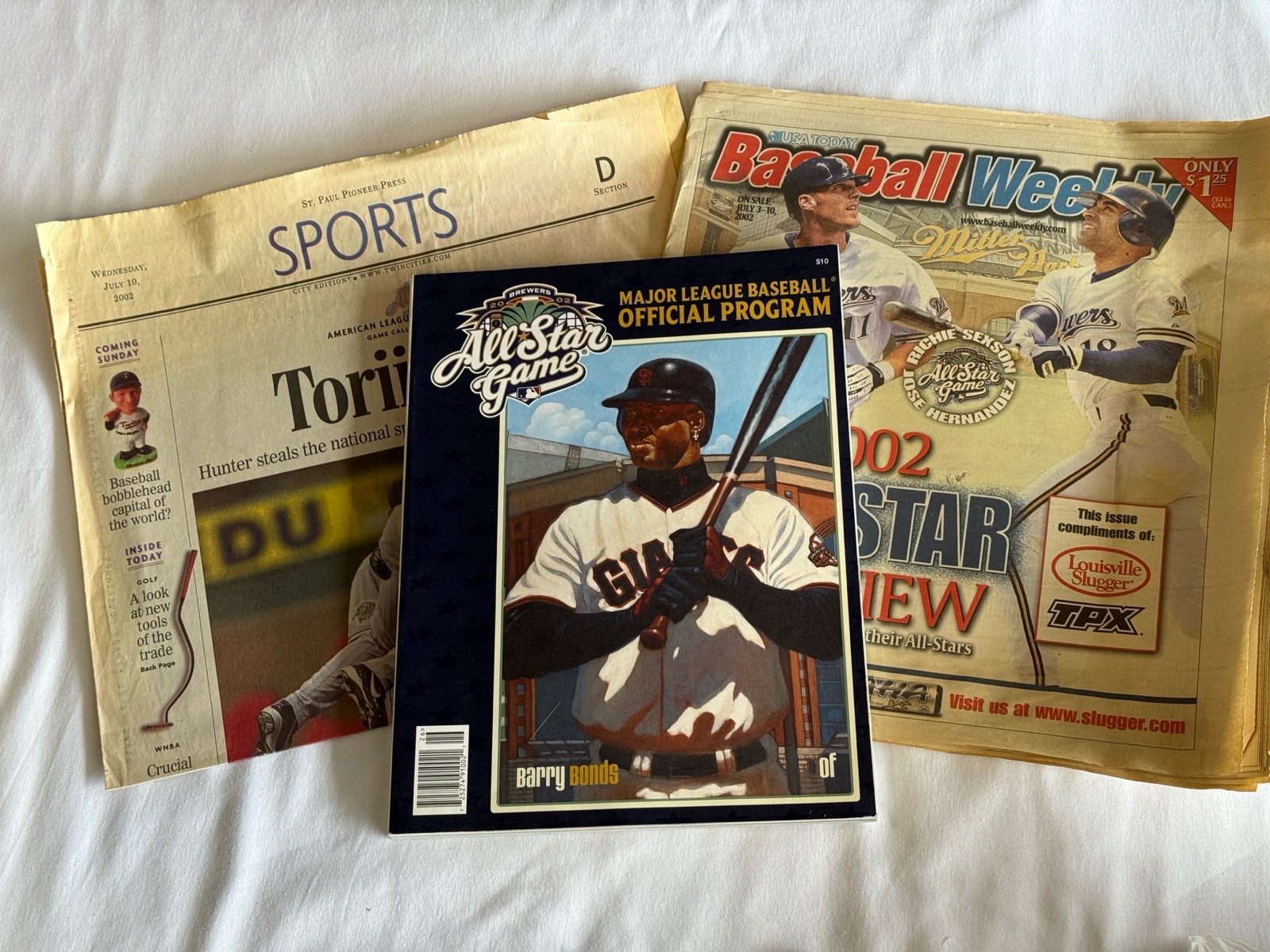 2002 MLB All Star Game Official Program and Newspaper Articles