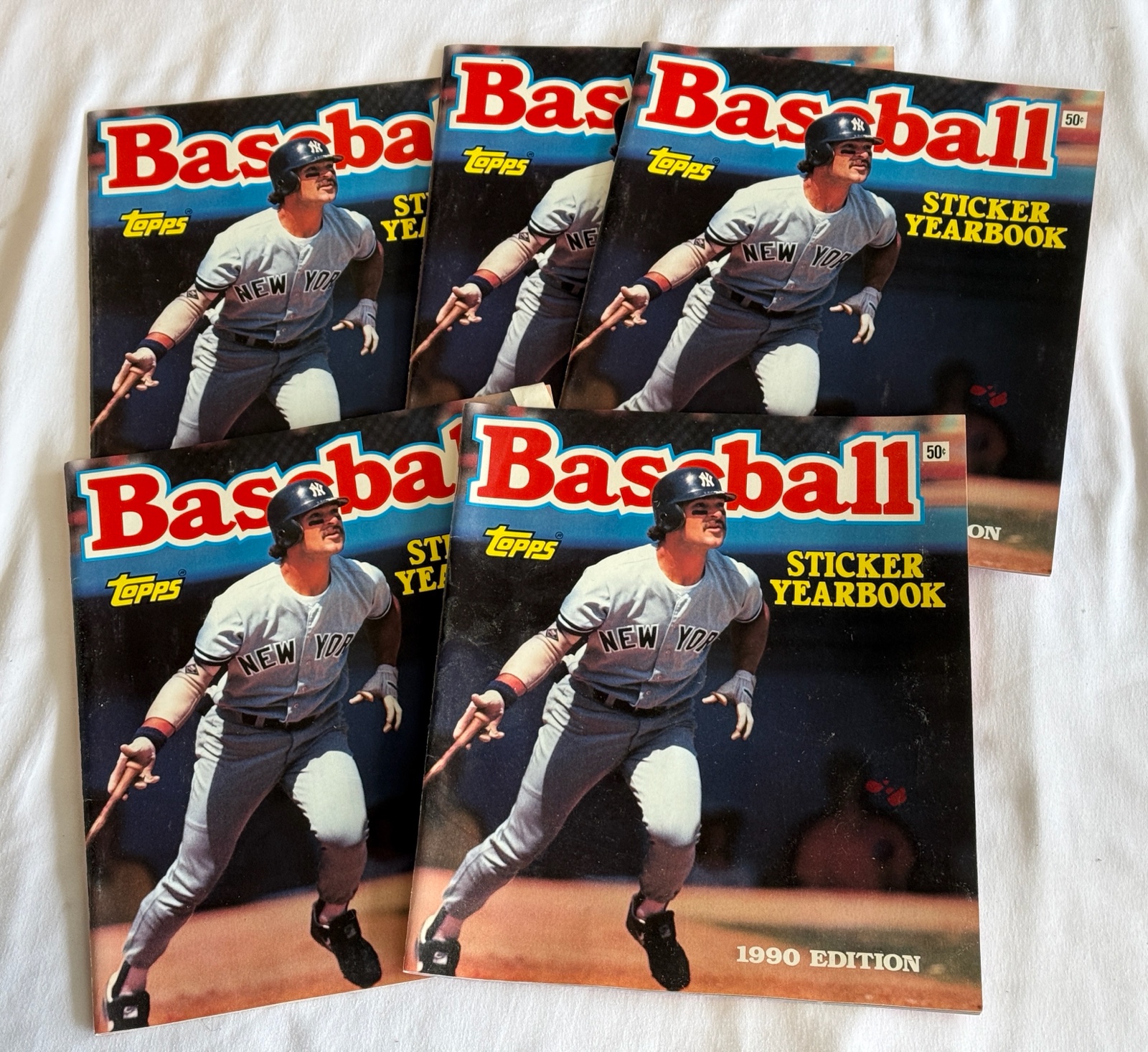 (5) 1990 Topps Baseball Sticker Yearbooks