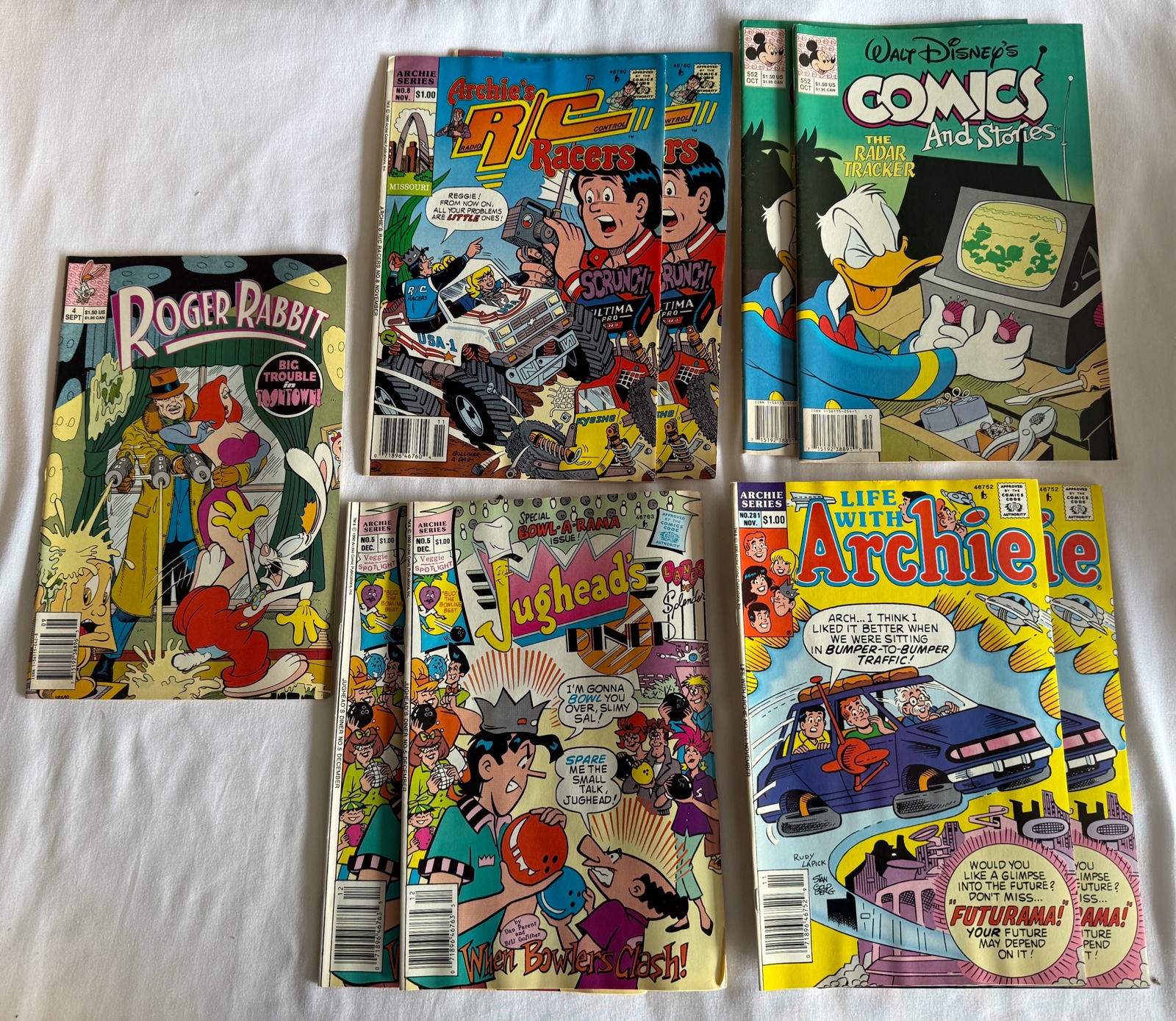 9 Comic Book Lot - Disney, Archies, Jugheads, Roger Rabbit